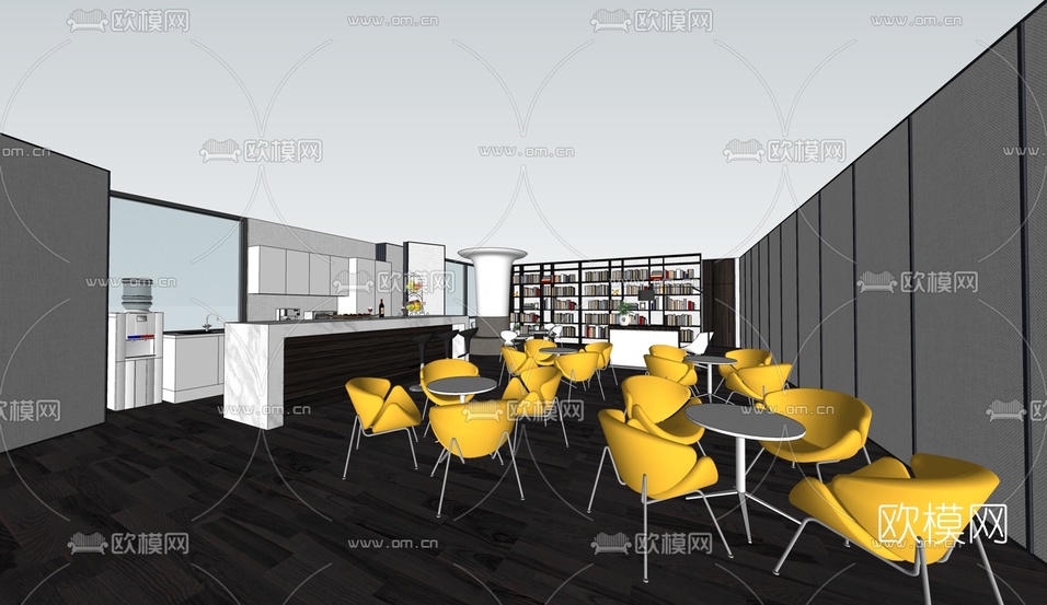 现代茶水间休闲区su模型下载(渲染图3)