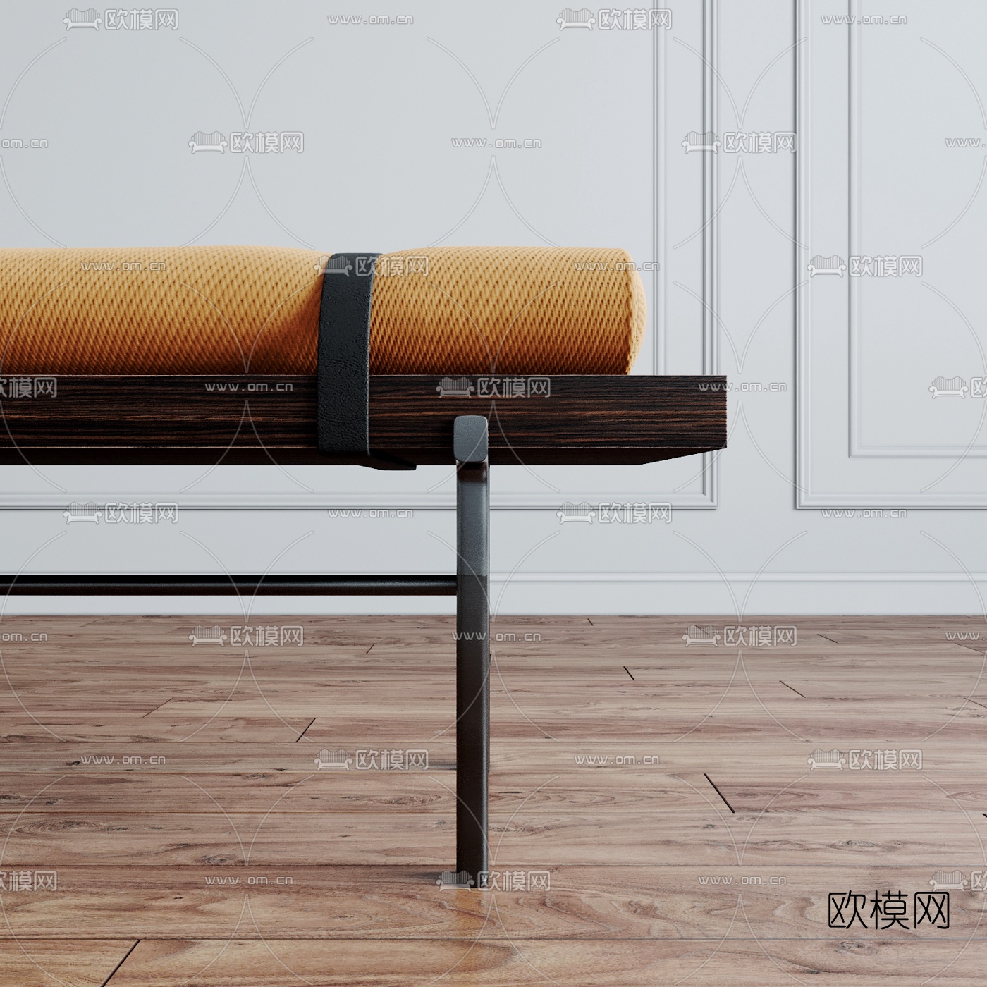 现代布艺床尾凳3d模型下载（渲染图2）