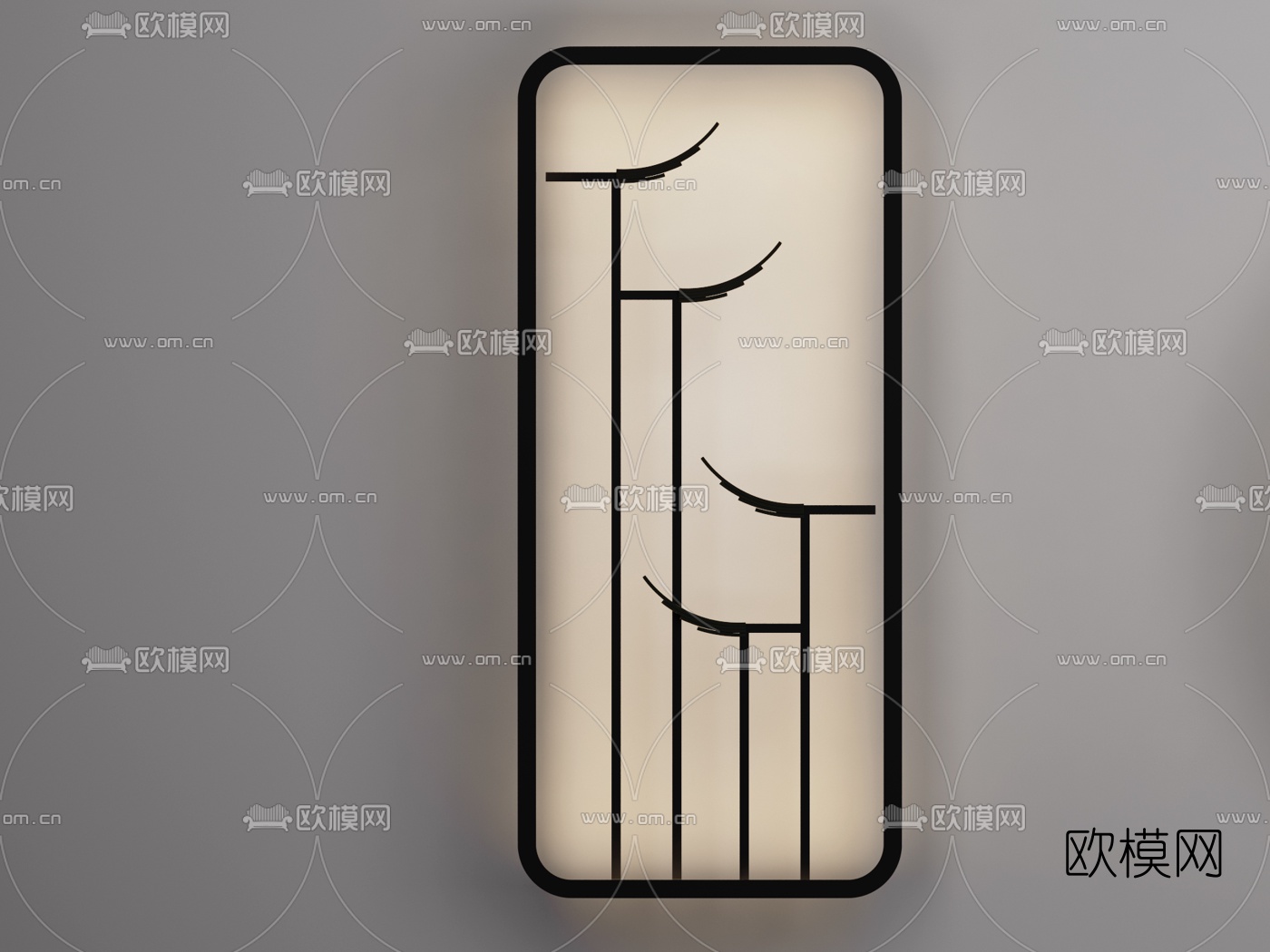 新中式创意壁灯组合3d模型