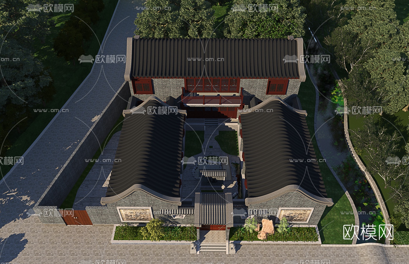 中式古建四合院3d模型