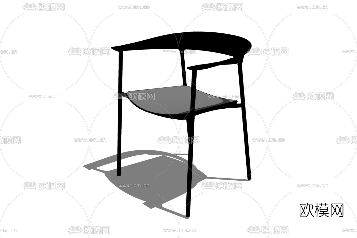 现代实木单椅免费su模型下载