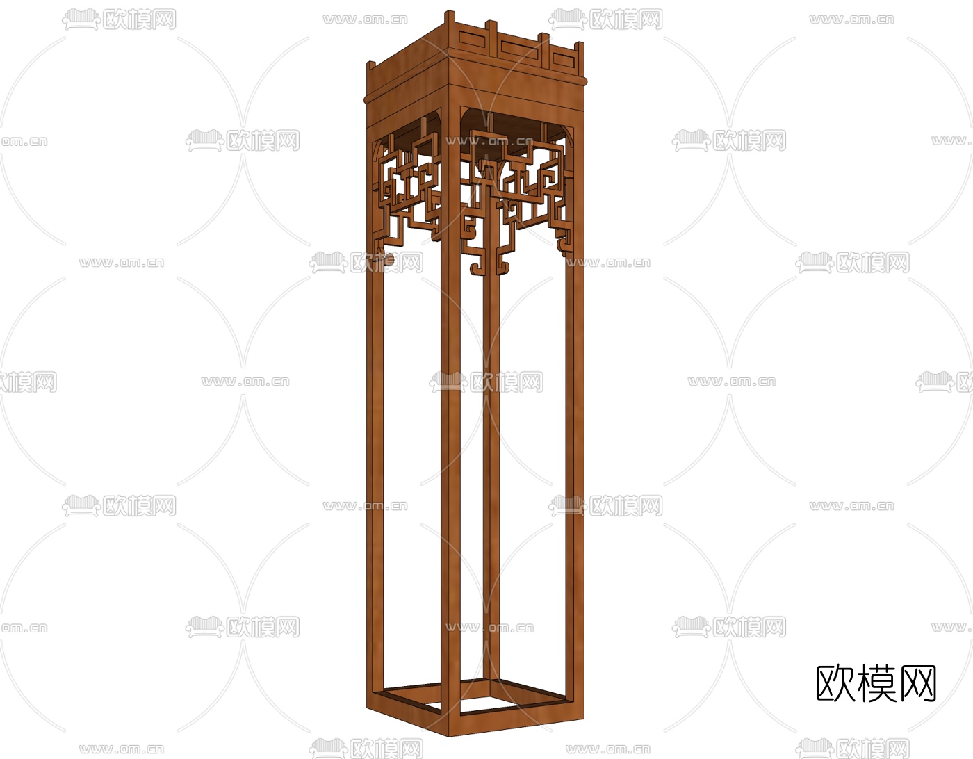 中式实木花架装饰架免费su模型下载