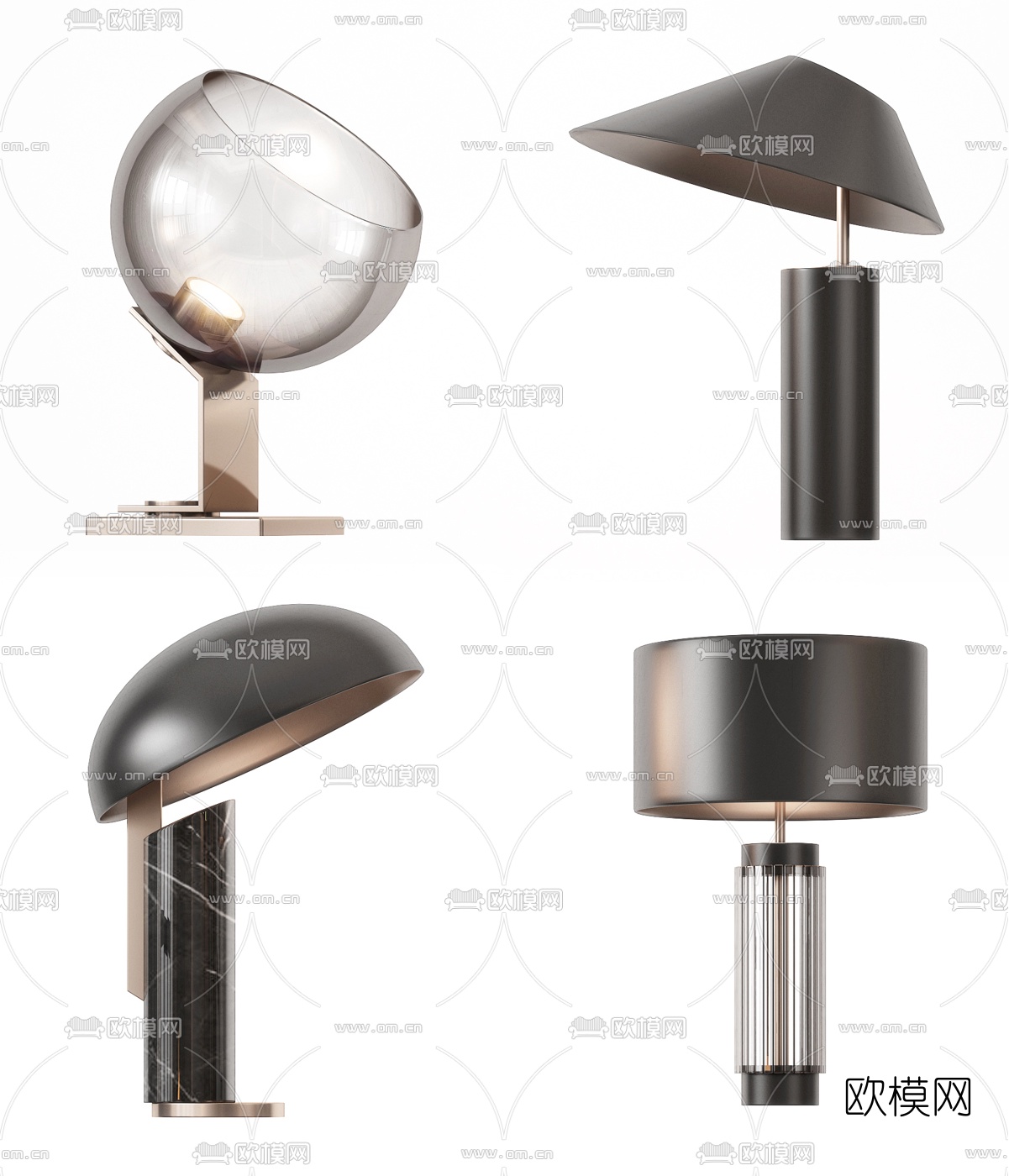 现代金属台灯组合3d模型下载