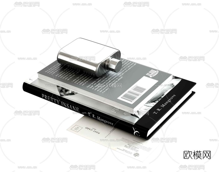 现代相框书籍饰品摆件组合3d模型下载(渲染图2)
