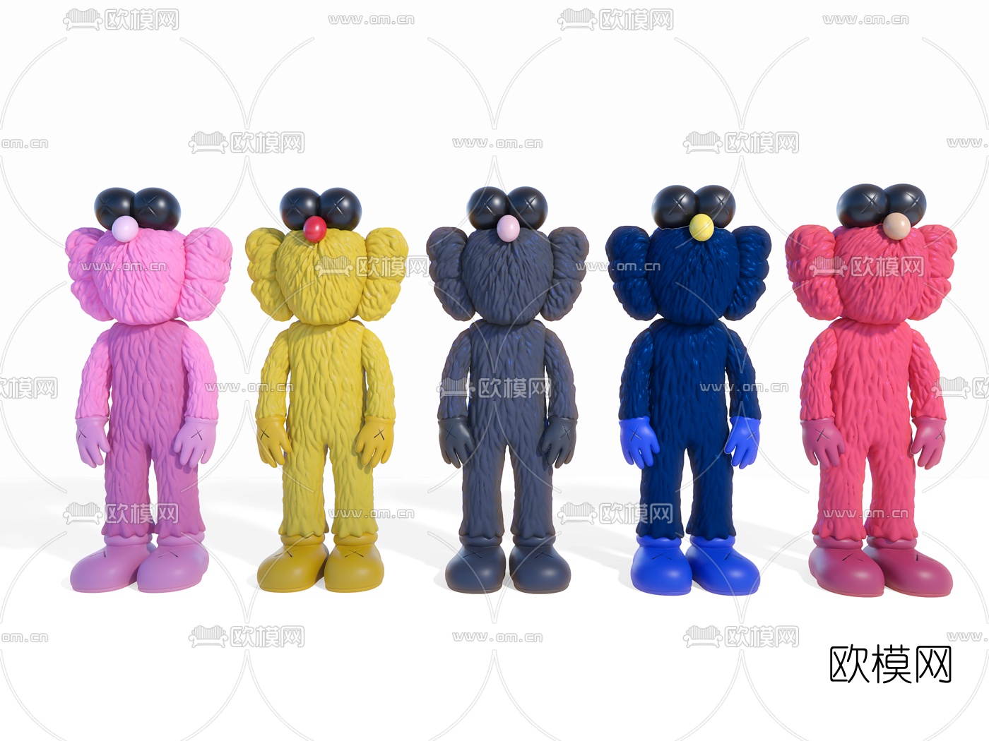 现代kaws公仔玩具3d模型下载（渲染图1）