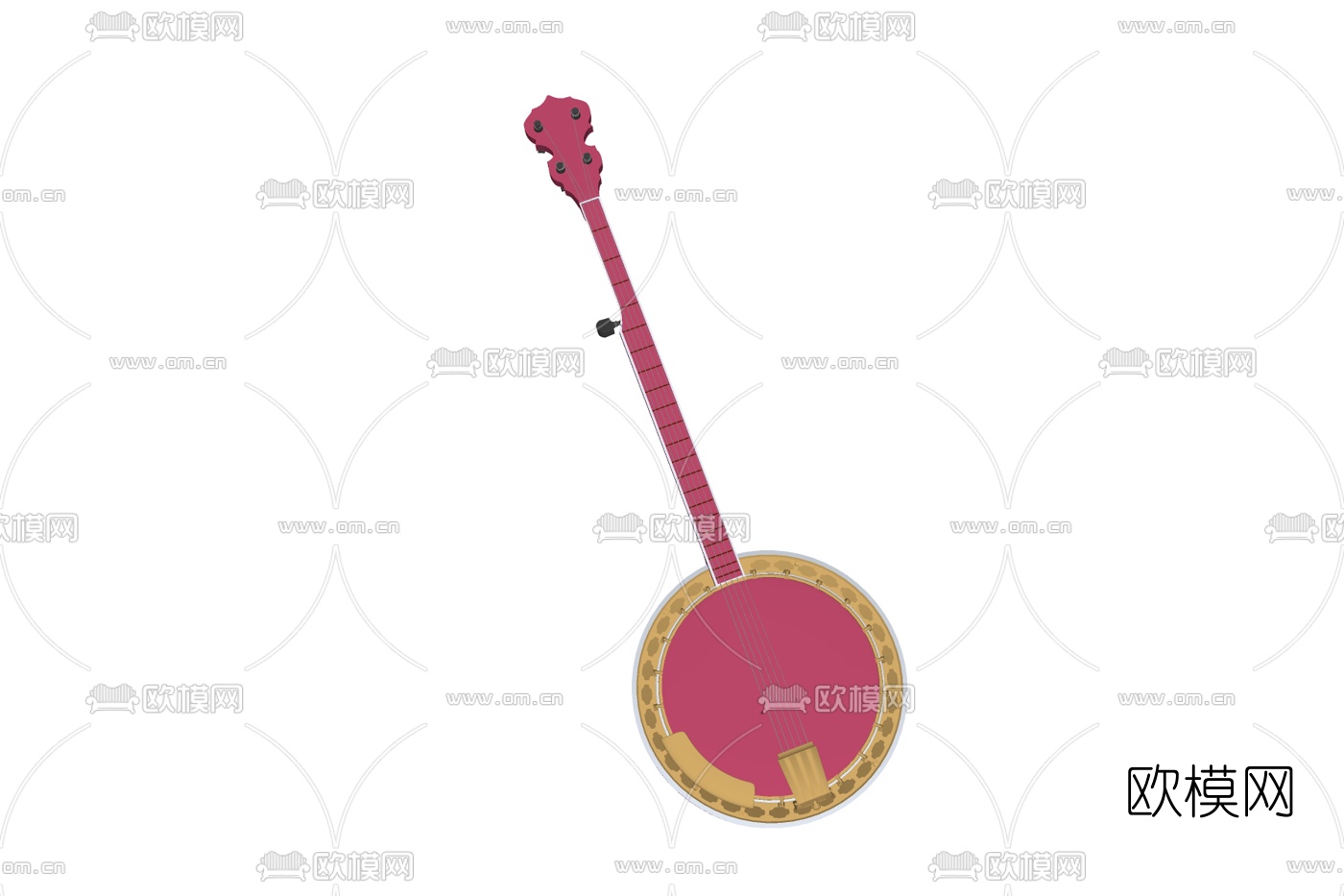 新中式班卓琴免费su模型下载