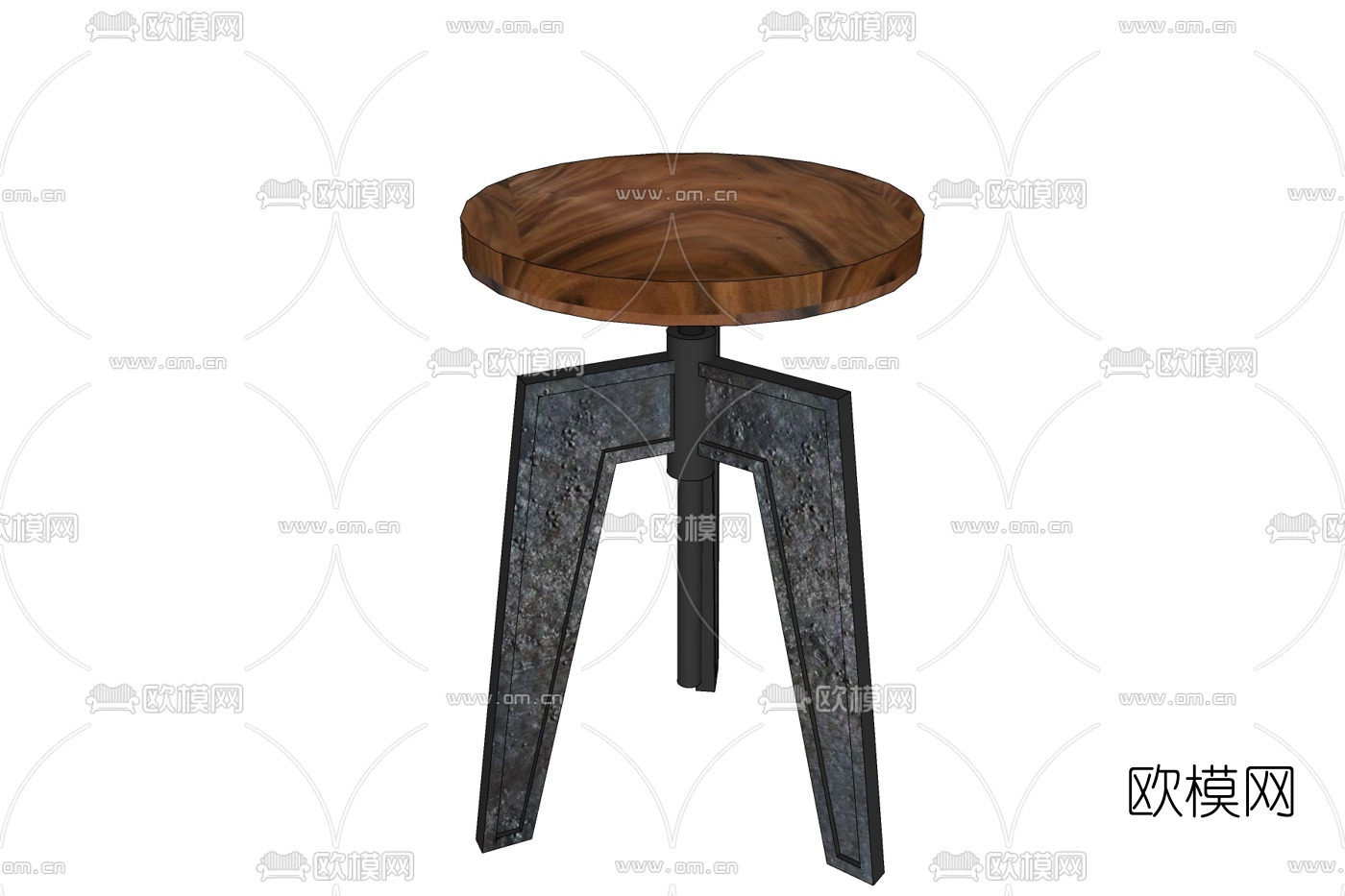 工业风实木圆凳免费su模型下载