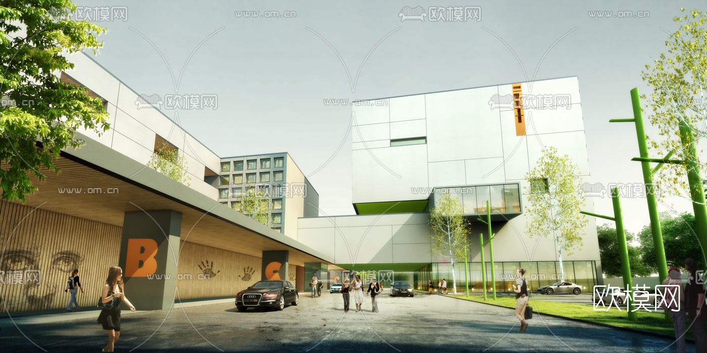 现代学校规划su模型下载（渲染图1）