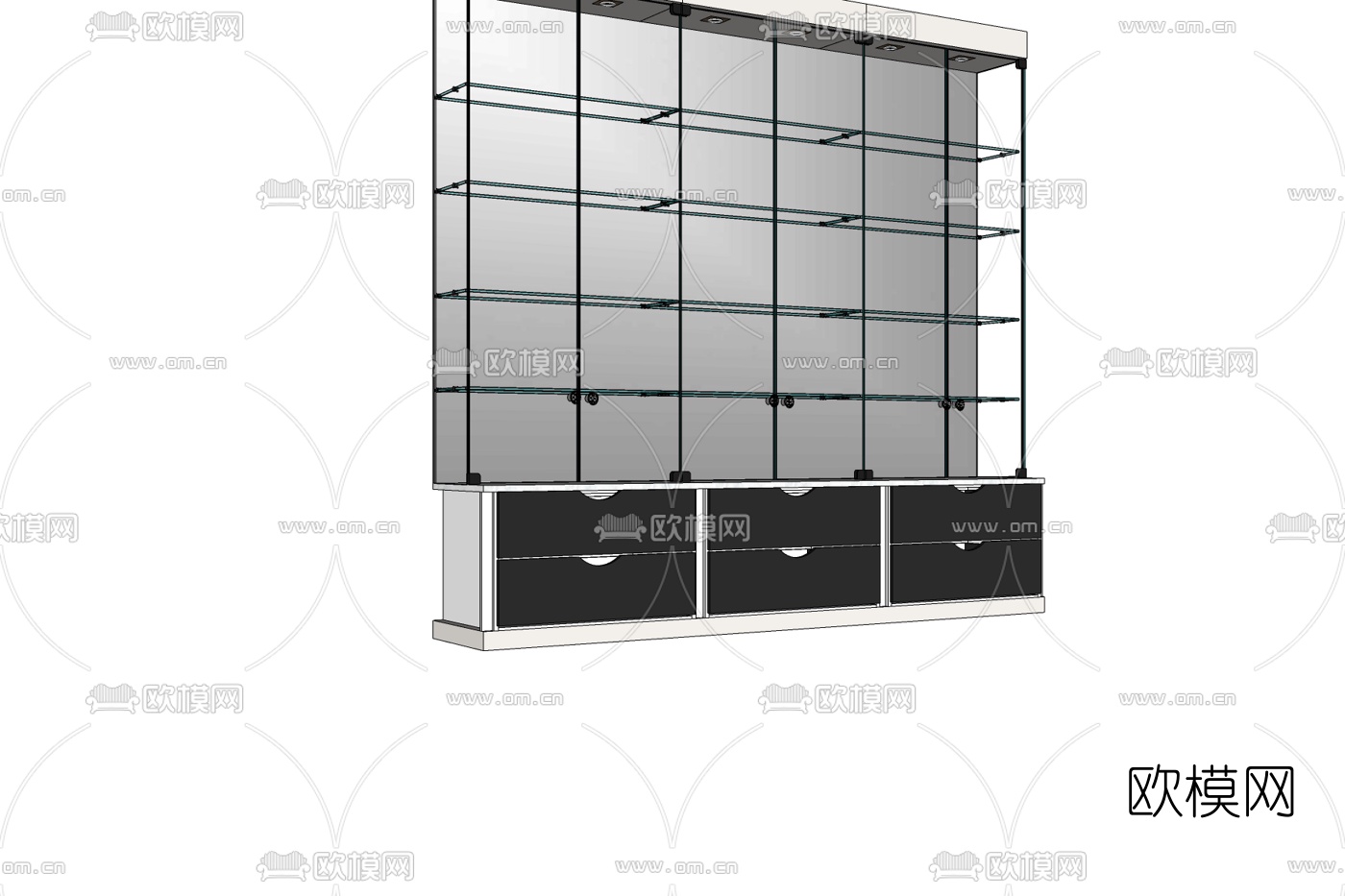 现代实木装饰柜免费su模型下载