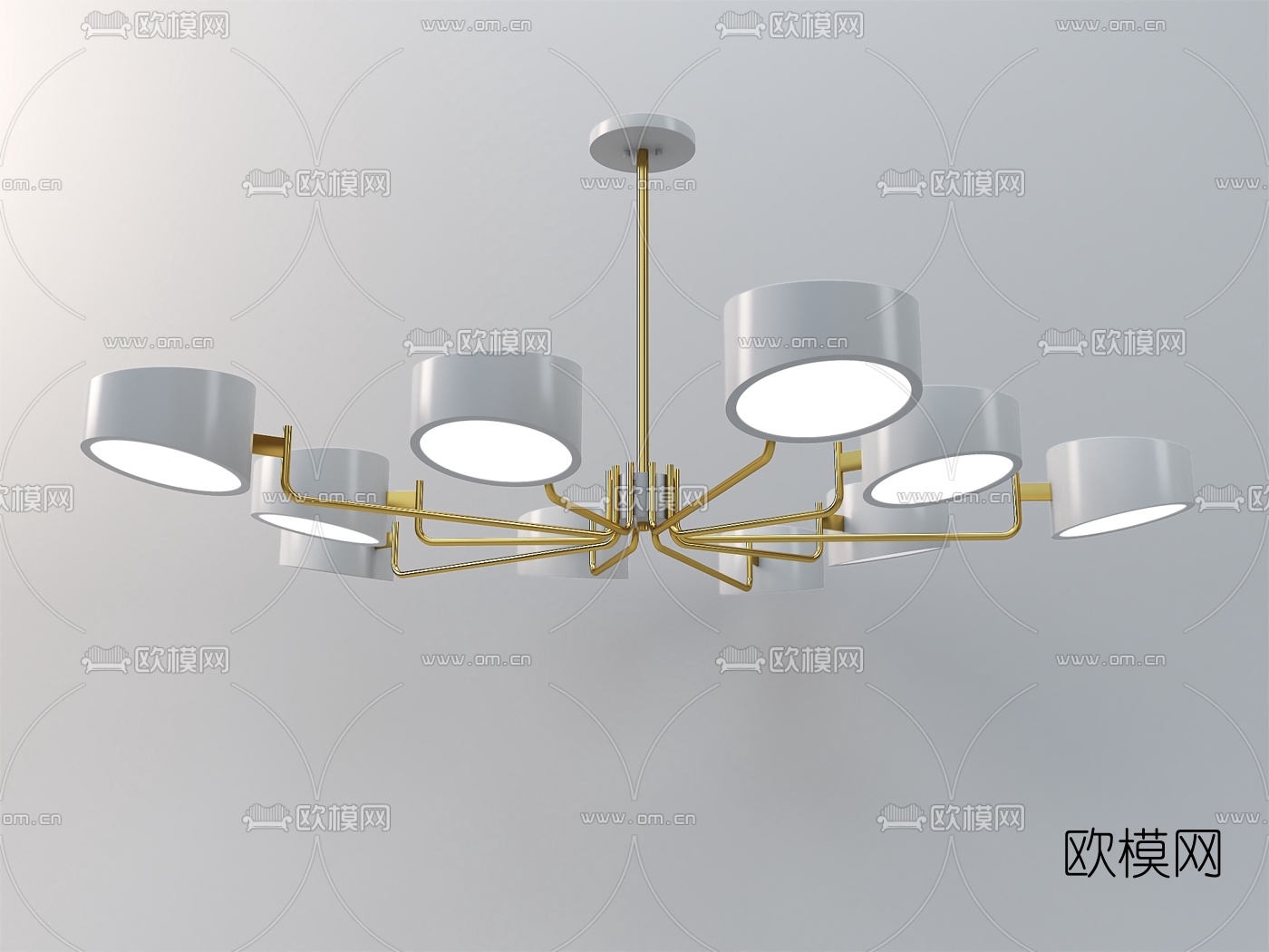 北欧金属多头吊灯3d模型下载（渲染图5）
