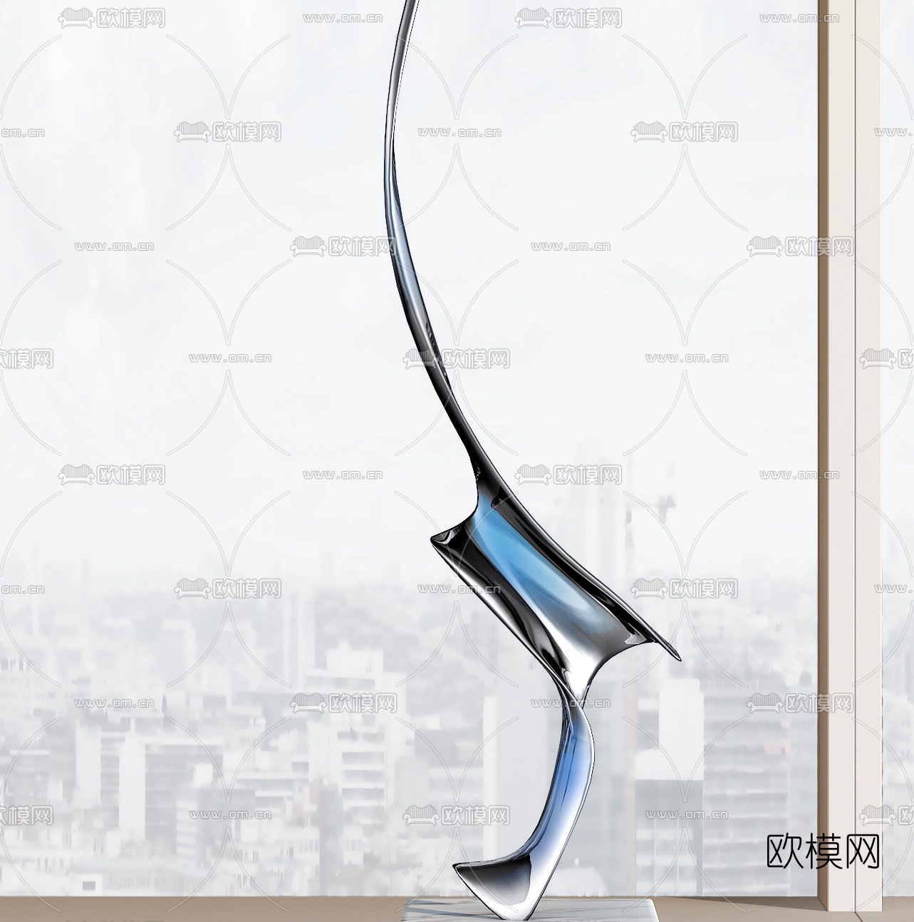 现代艺术金属雕塑3d模型下载（渲染图2）