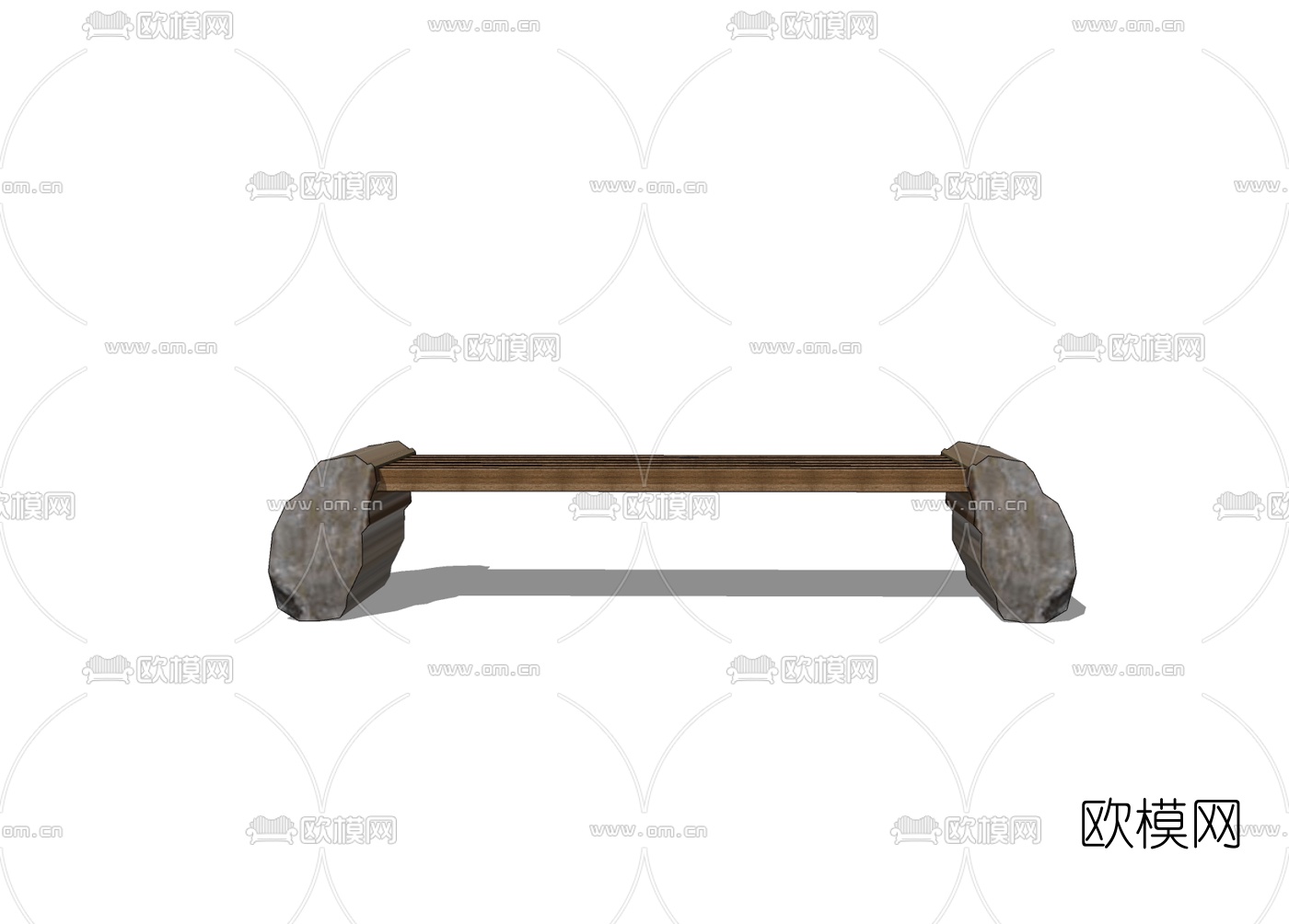 现代实木户外长椅免费su模型下载