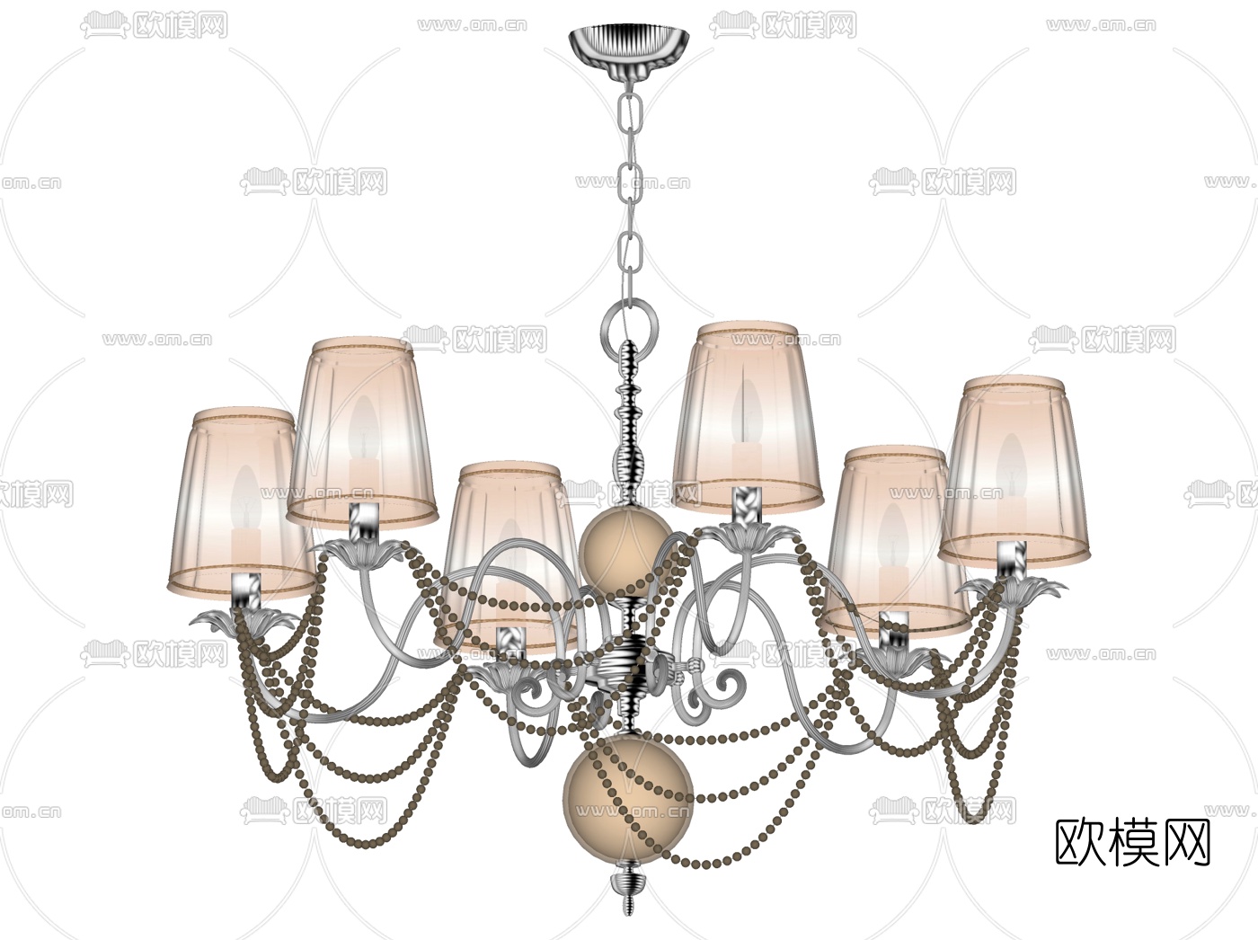欧式金属多头吊灯su模型下载