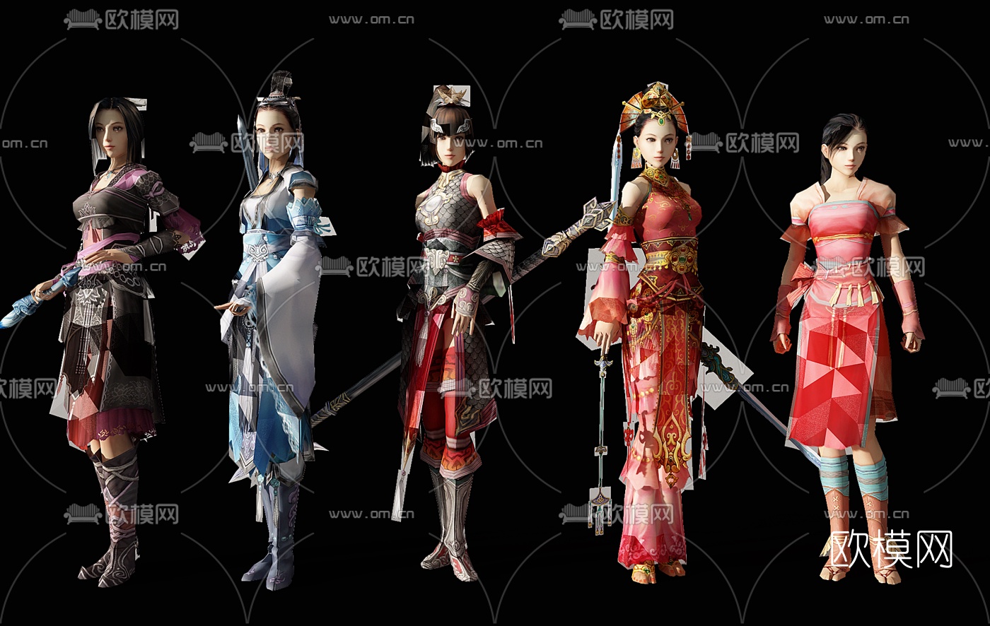 现代女性游戏角色3d模型