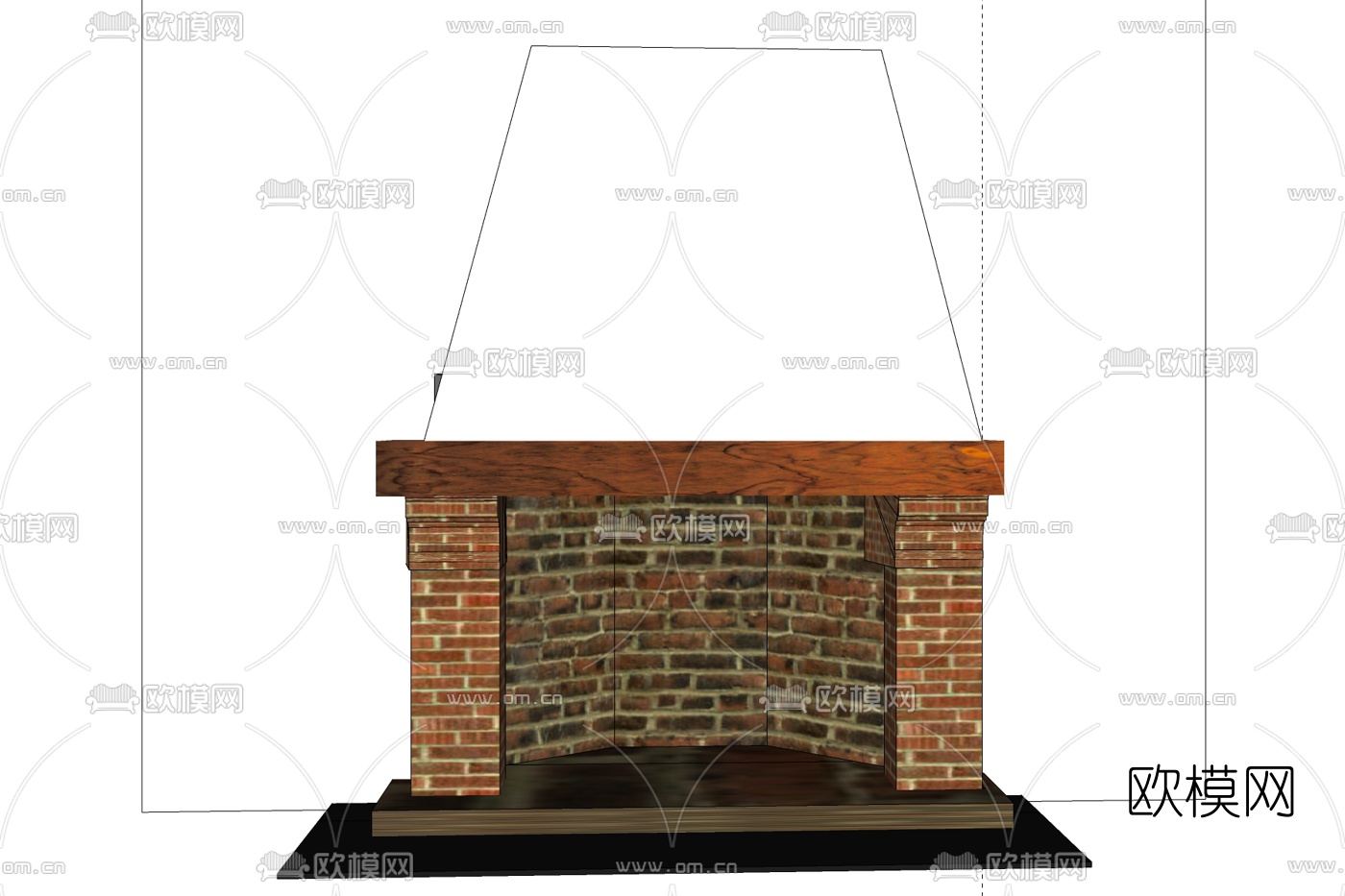 现代瓷砖壁炉免费su模型下载