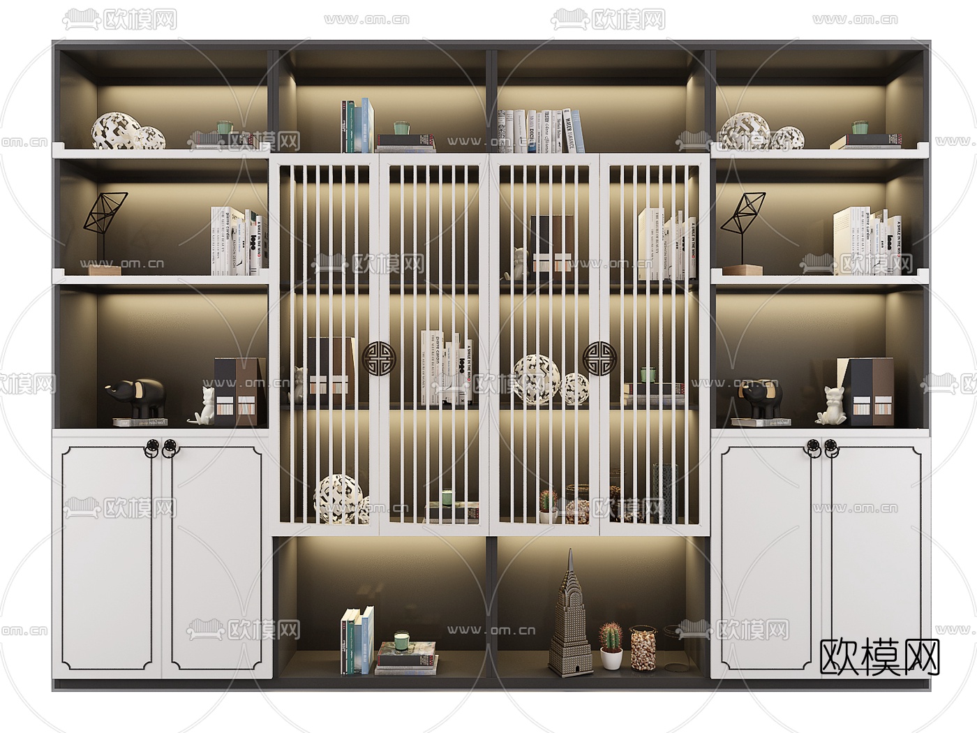 新中式实木摆件装饰柜3d模型下载（渲染图5）