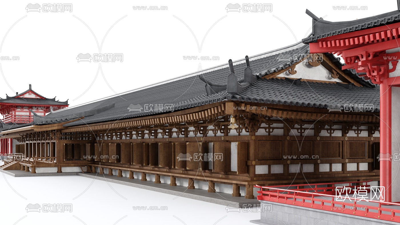 中式古建筑组合3d模型