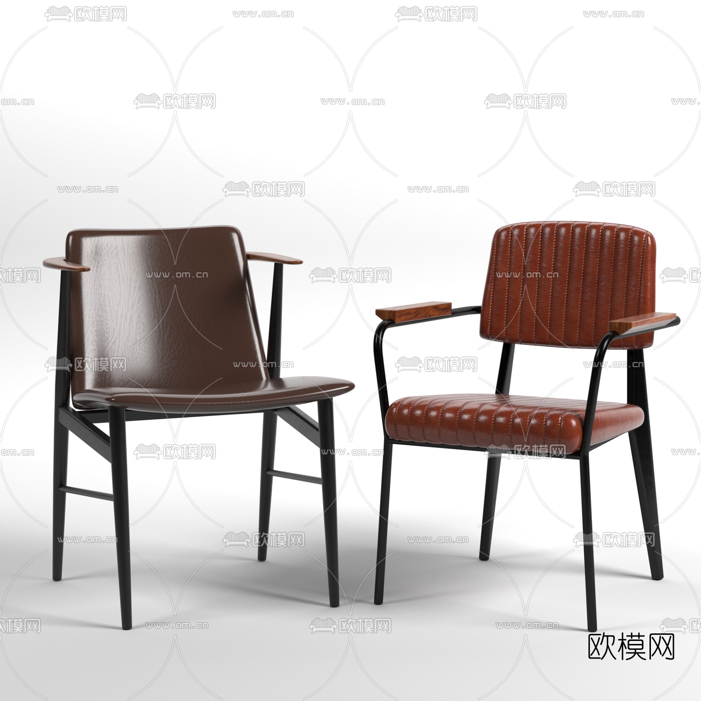 现代皮革单椅3d模型