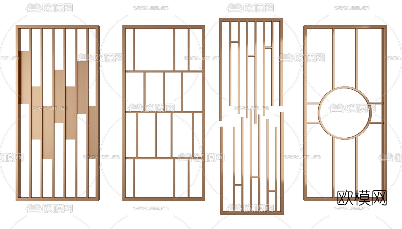 现代金属屏风隔断3d模型下载
