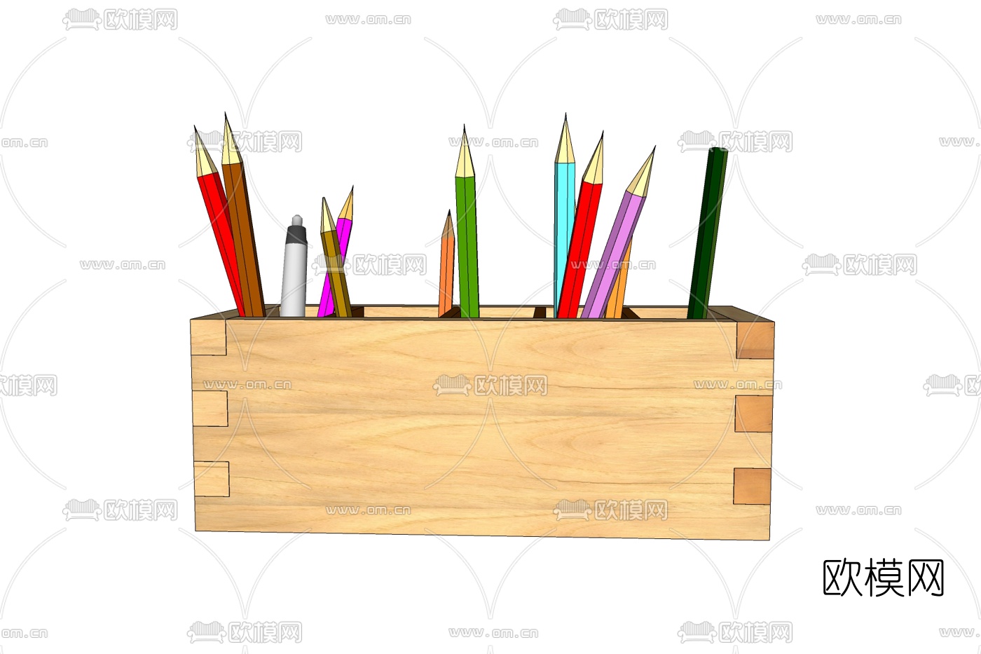 现代实木笔筒免费su模型下载