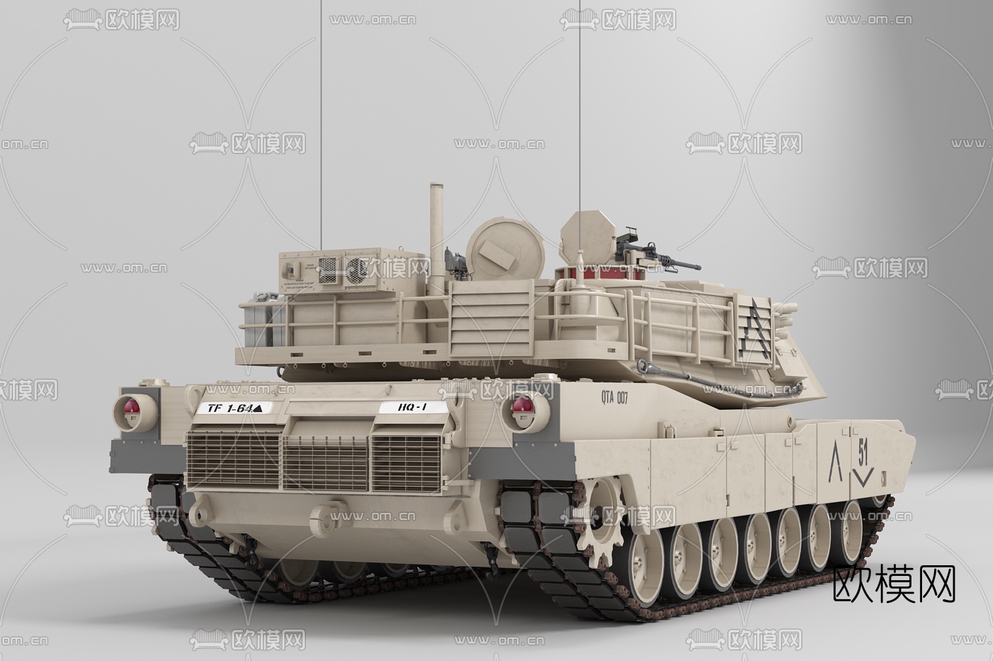 现代M1A2坦克3d模型下载（渲染图3）