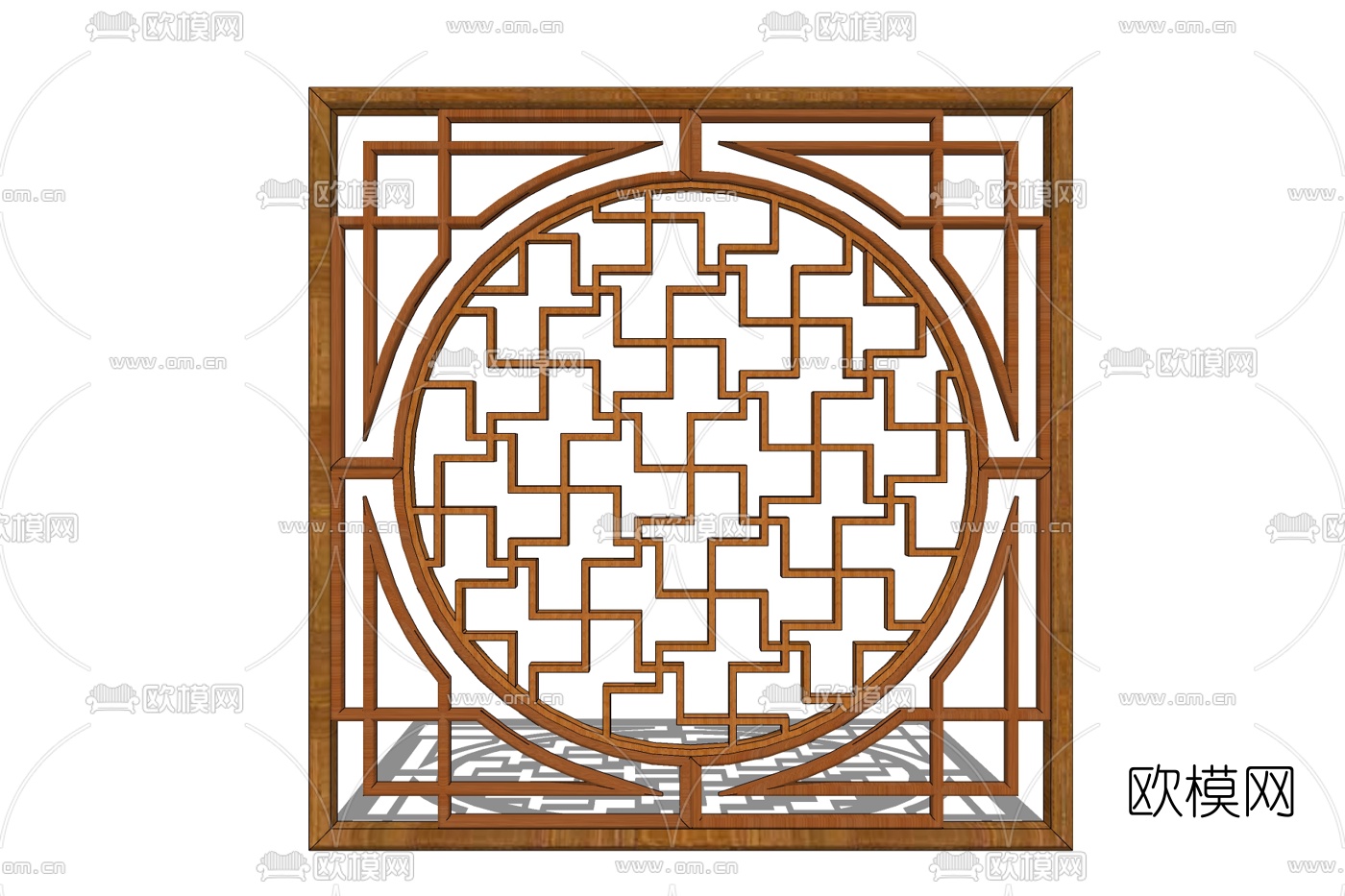 新中式窗花免费su模型下载