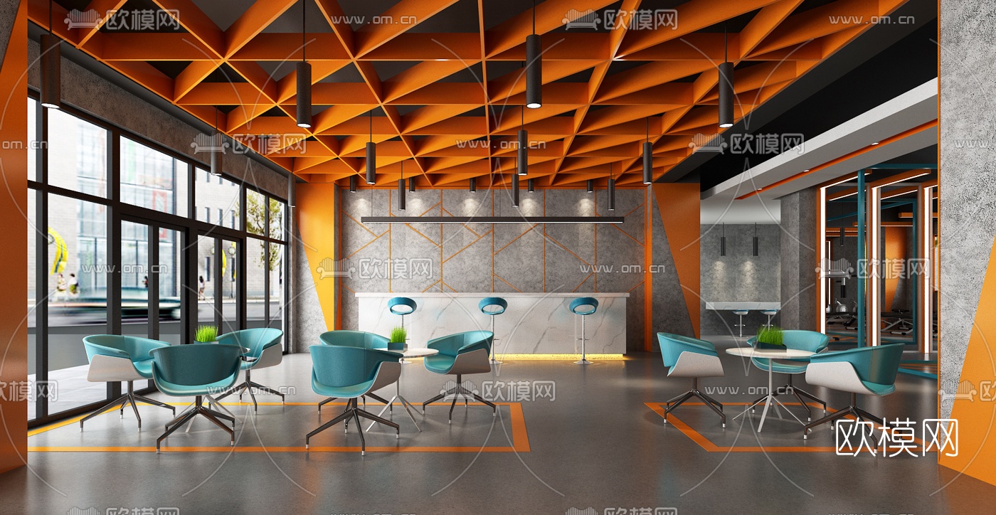 现代健身房3d模型下载（渲染图3）