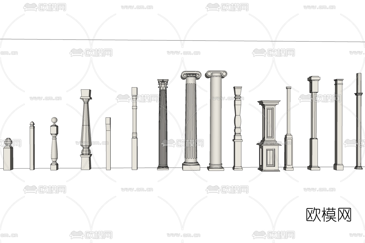 欧式罗马柱免费su模型下载