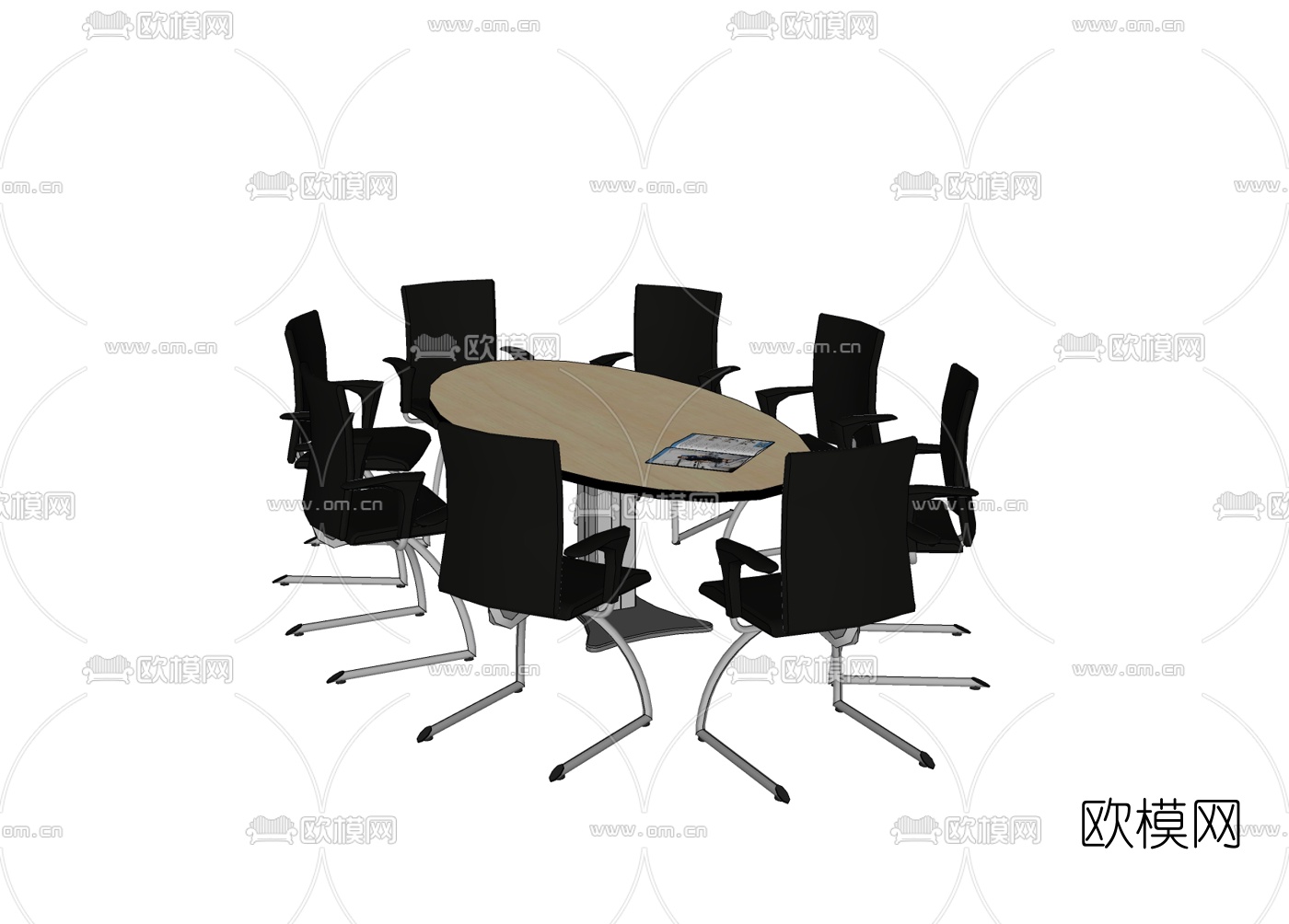 现代会议桌椅免费su模型下载