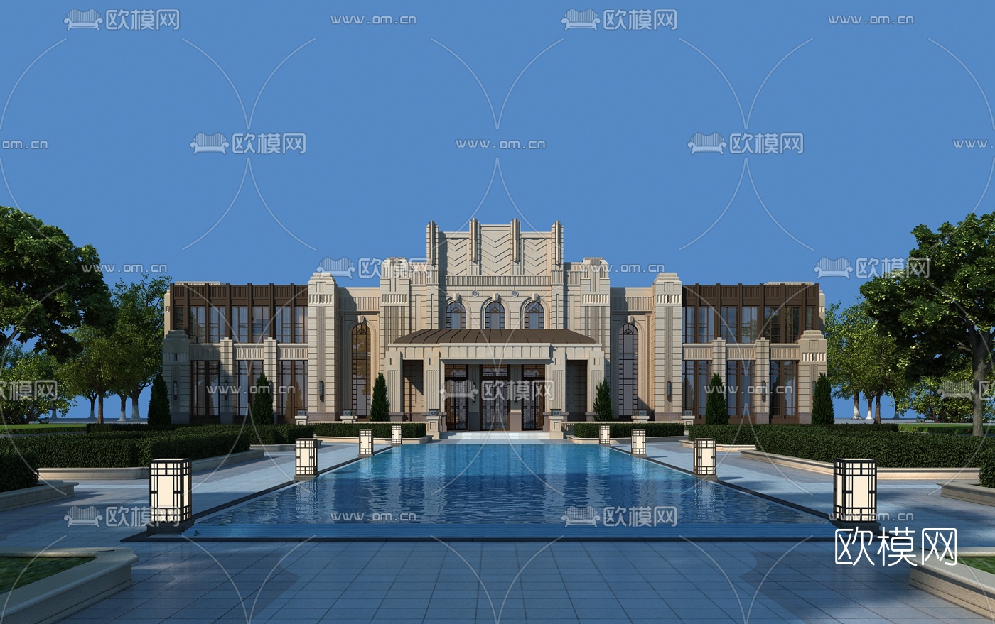 简欧售楼处外观3d模型