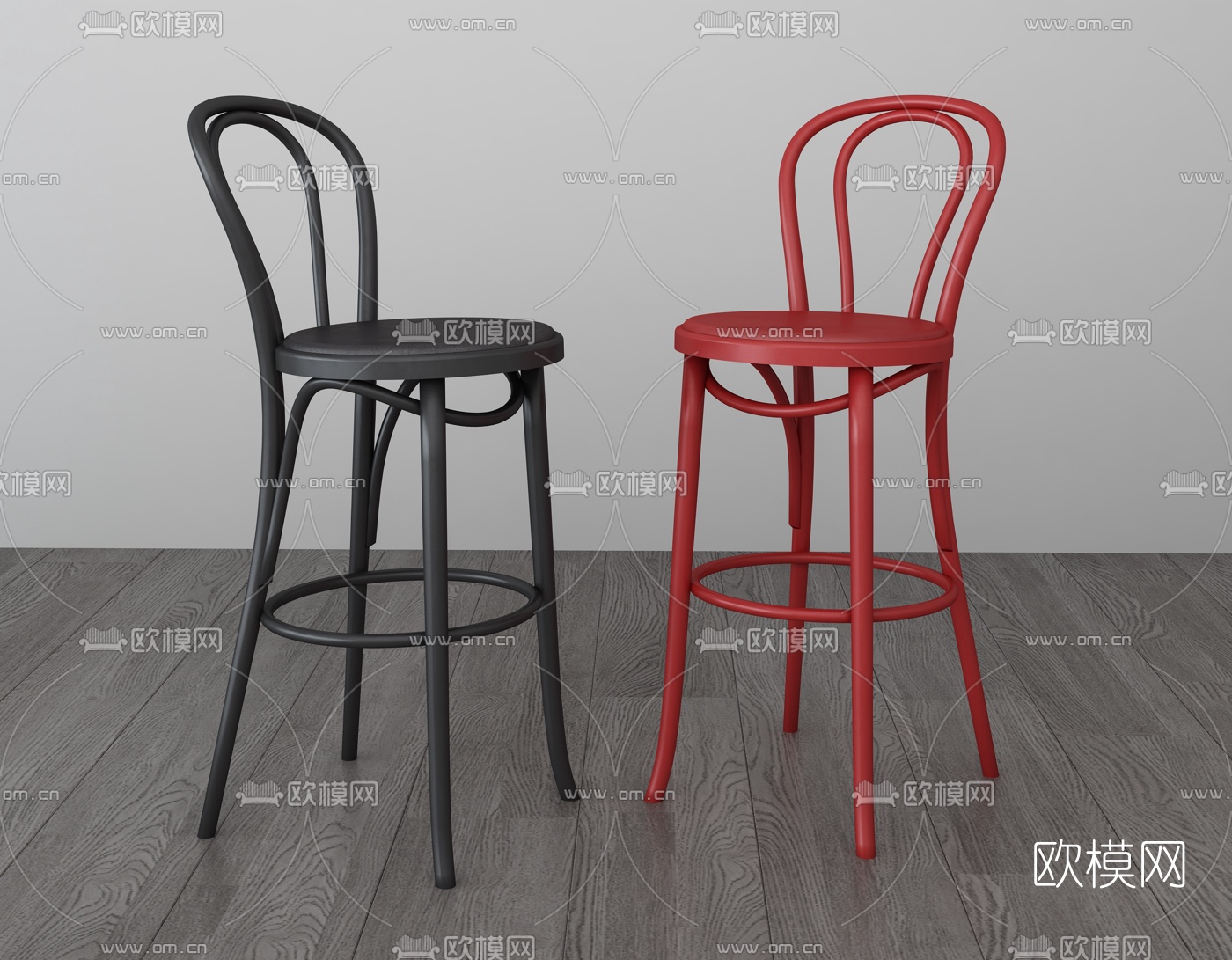 工业风铁艺吧台椅3d模型