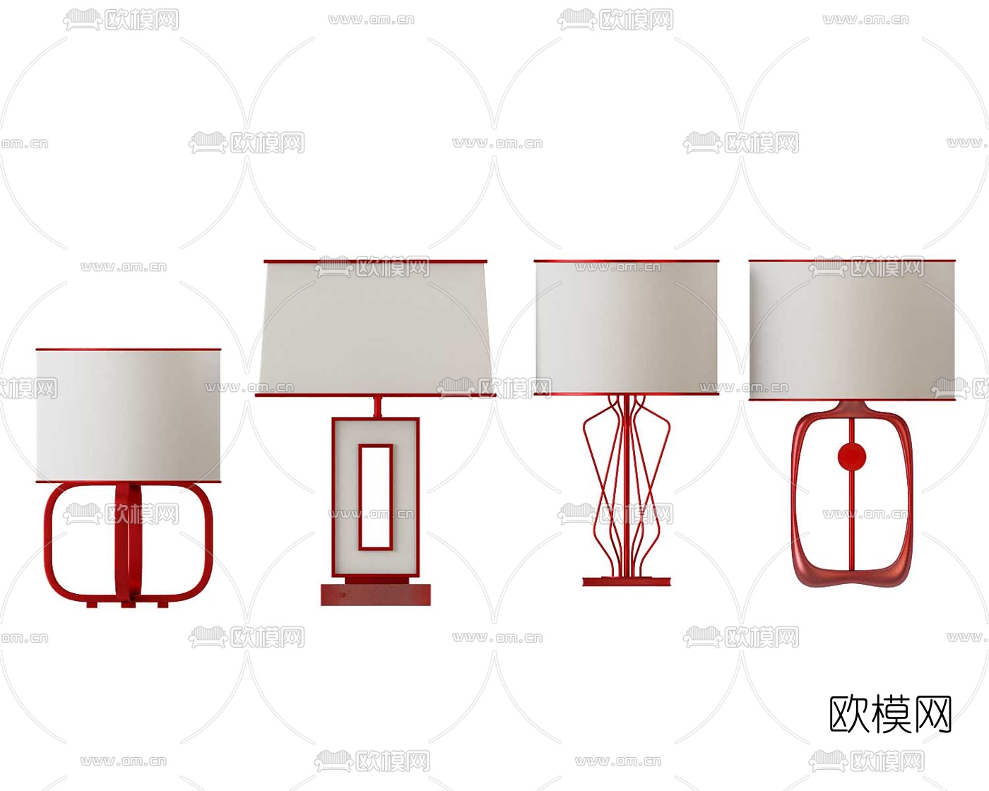 现代时尚台灯组合3d模型下载