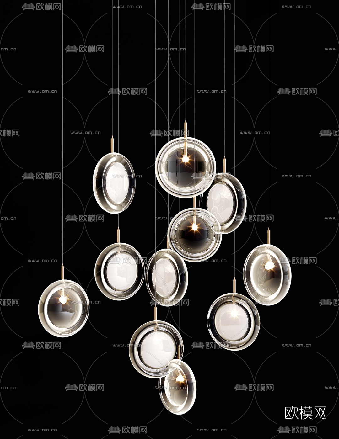现代玻璃艺术装饰灯3d模型下载（渲染图3）
