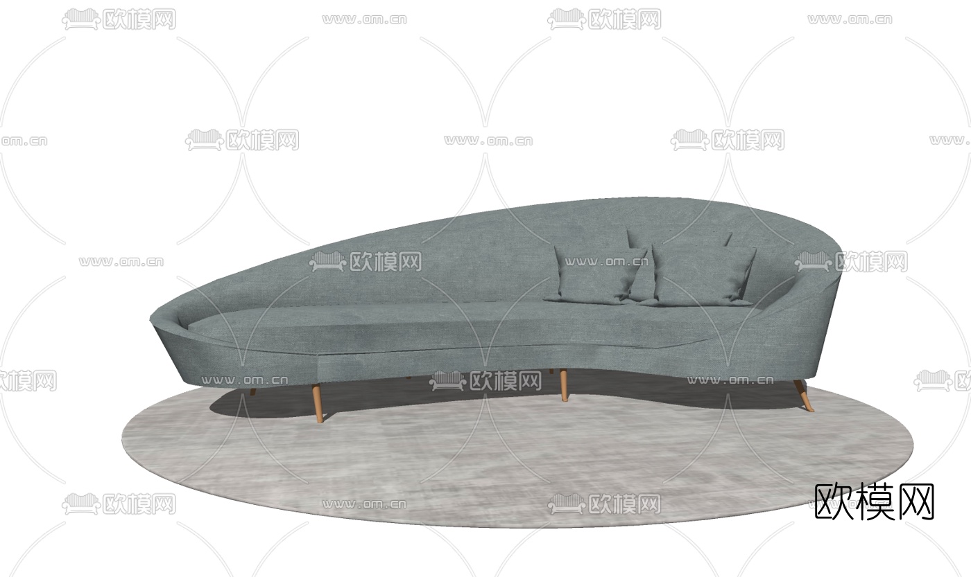 现代布艺异形沙发su模型下载