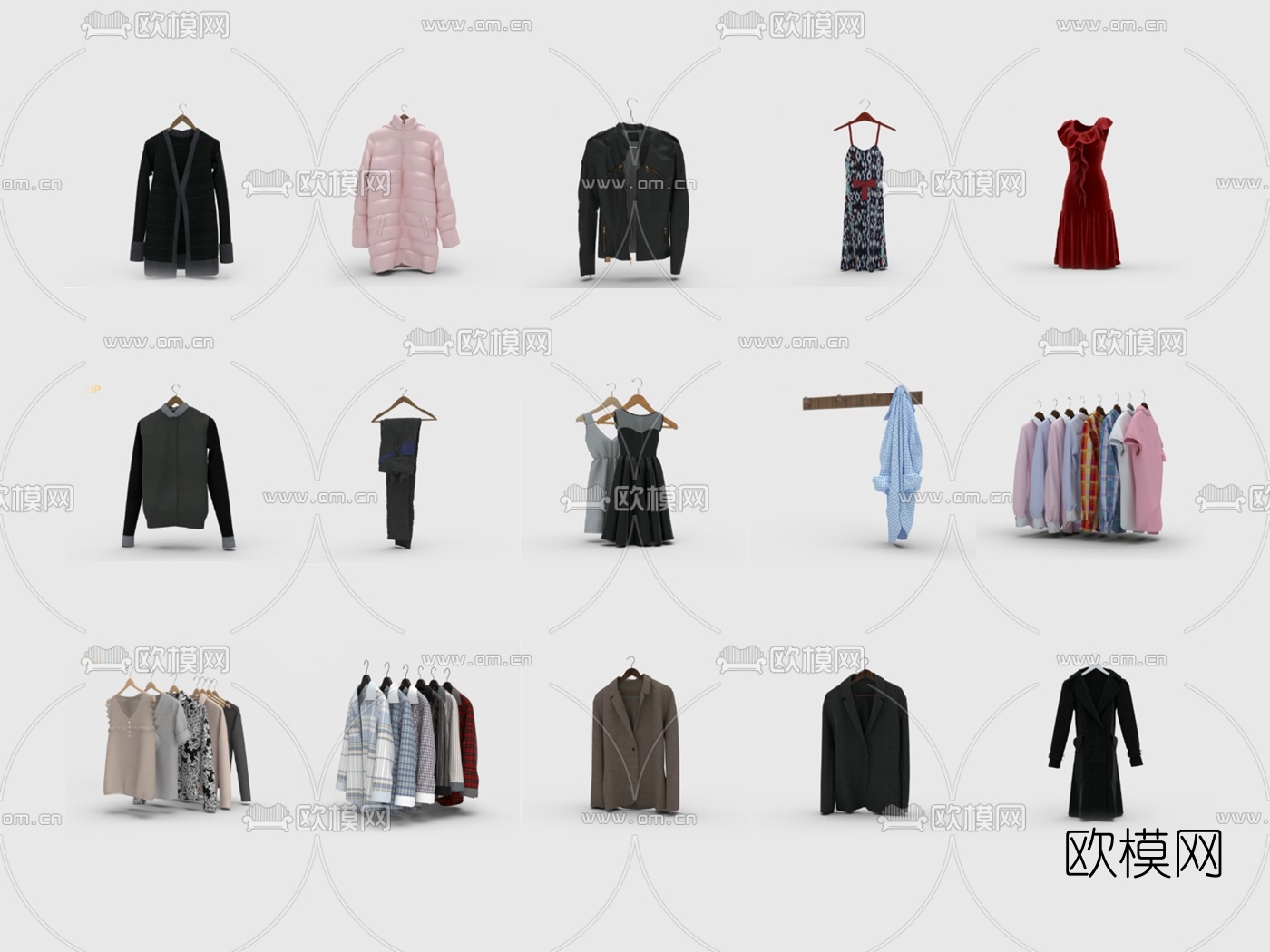 现代羽绒服裙子su模型下载