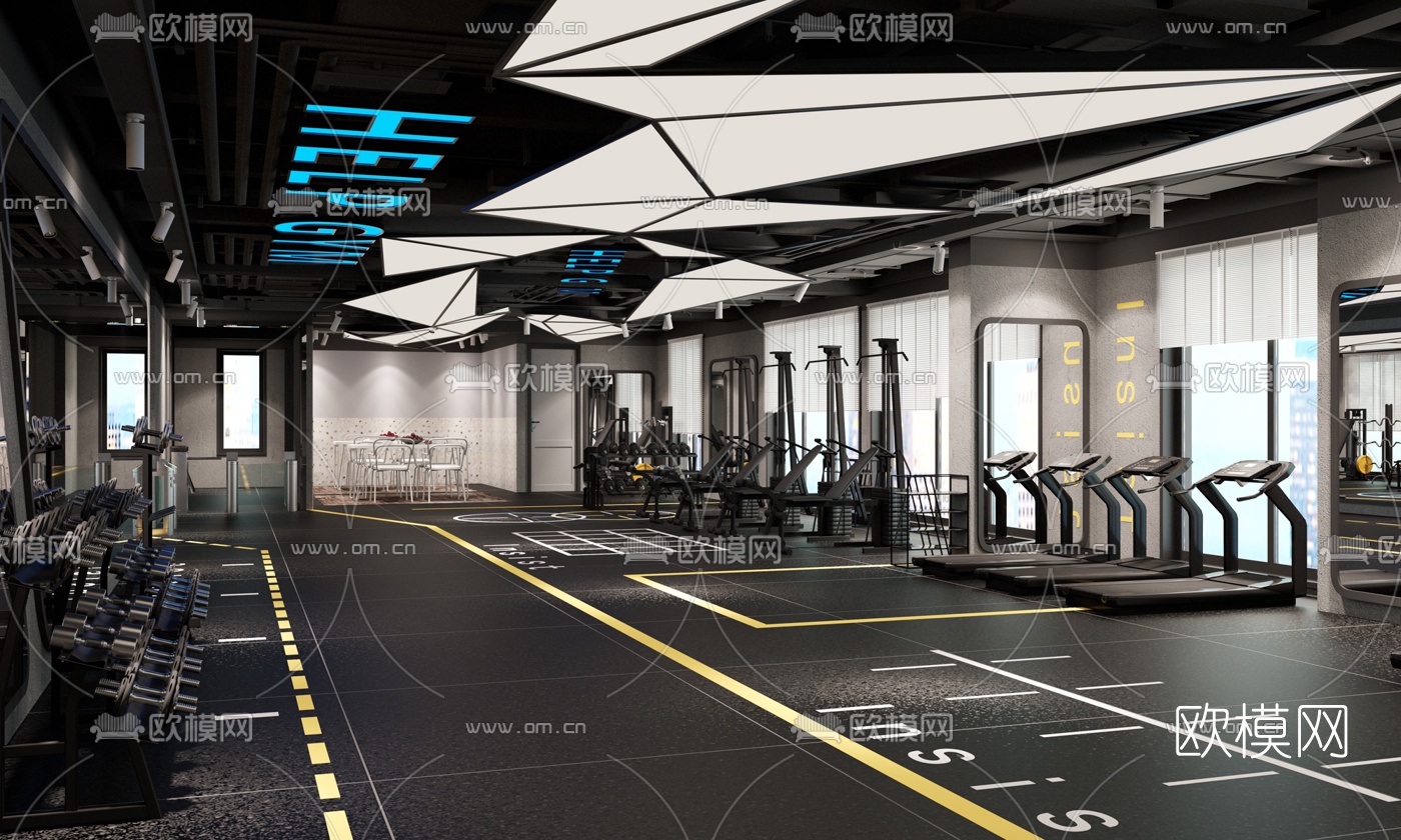 现代健身房3d模型下载（渲染图1）