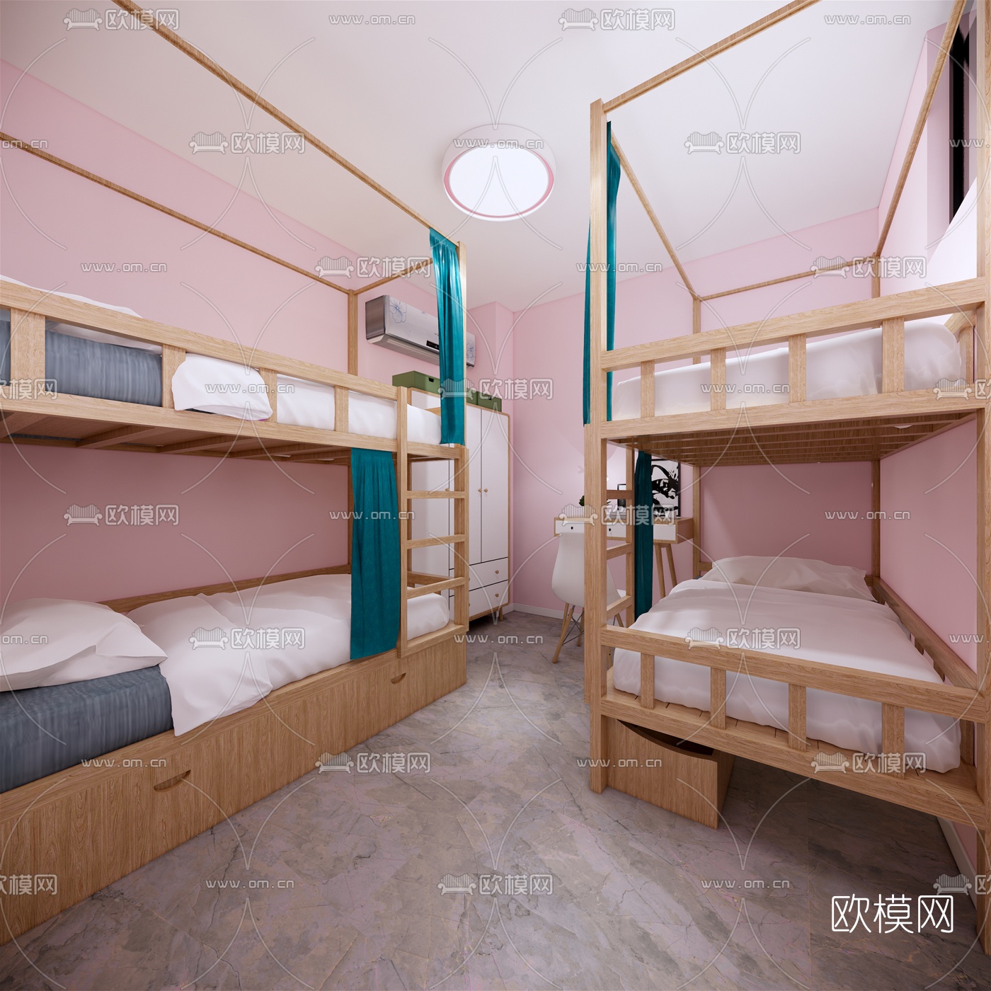现代学校女生宿舍su模型下载（渲染图3）