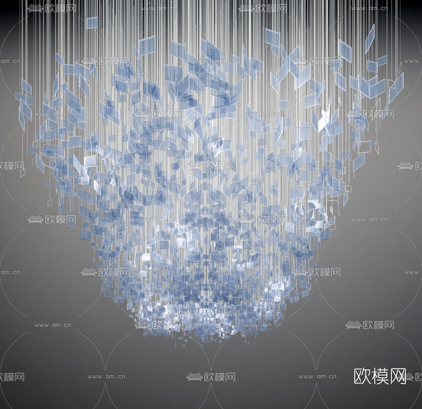 现代水晶片装饰灯3d模型下载（渲染图2）