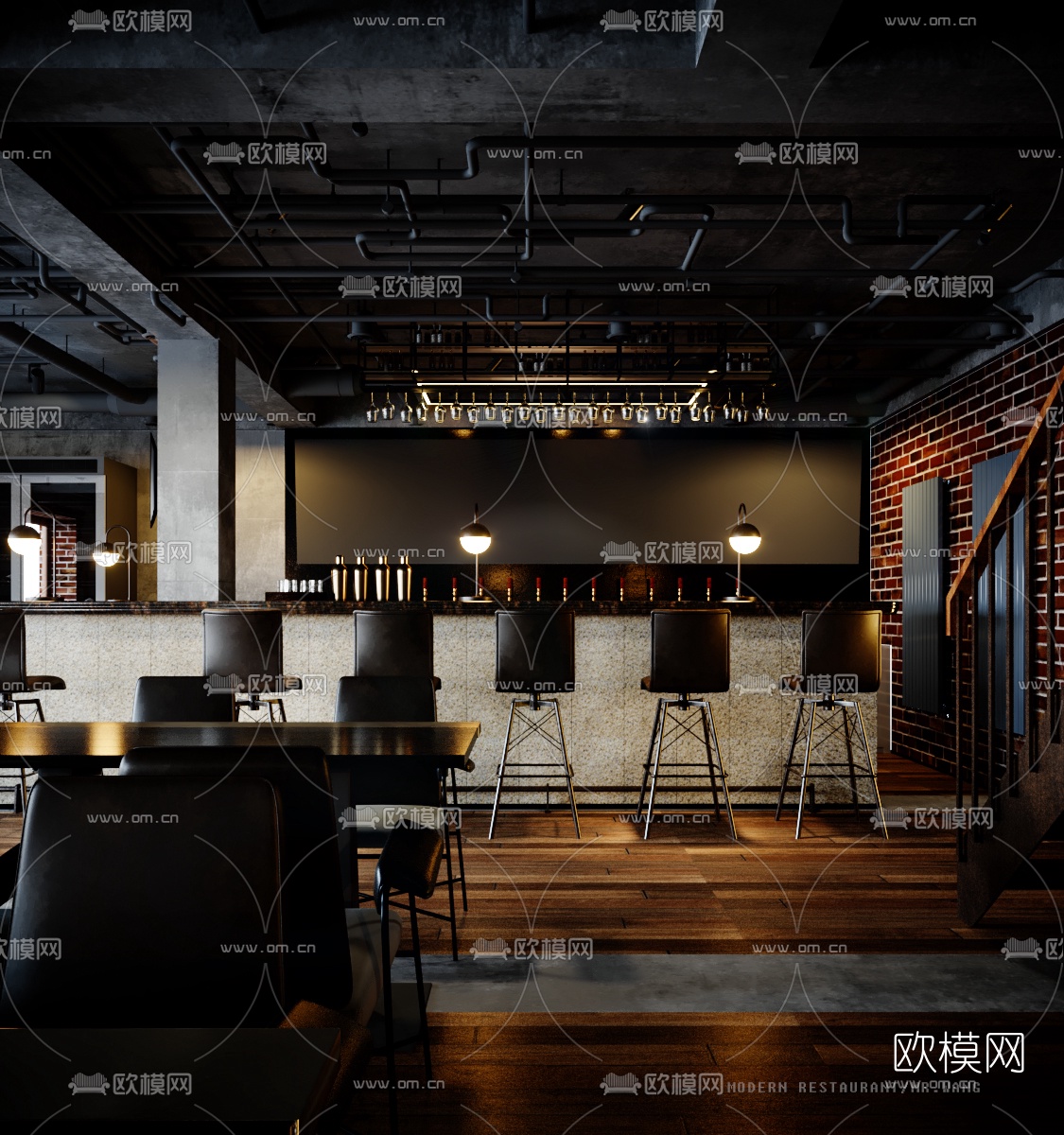工业风酒吧3d模型