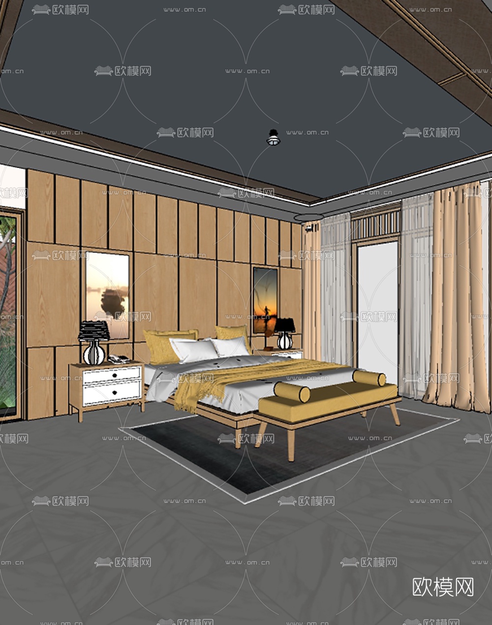 北欧主卧卫生间su模型下载（渲染图2）