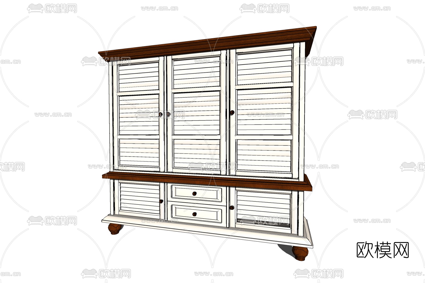 美式鞋柜免费su模型下载