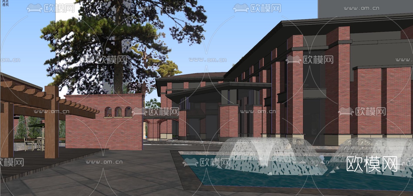 欧式公园入口景观su模型下载（渲染图6）