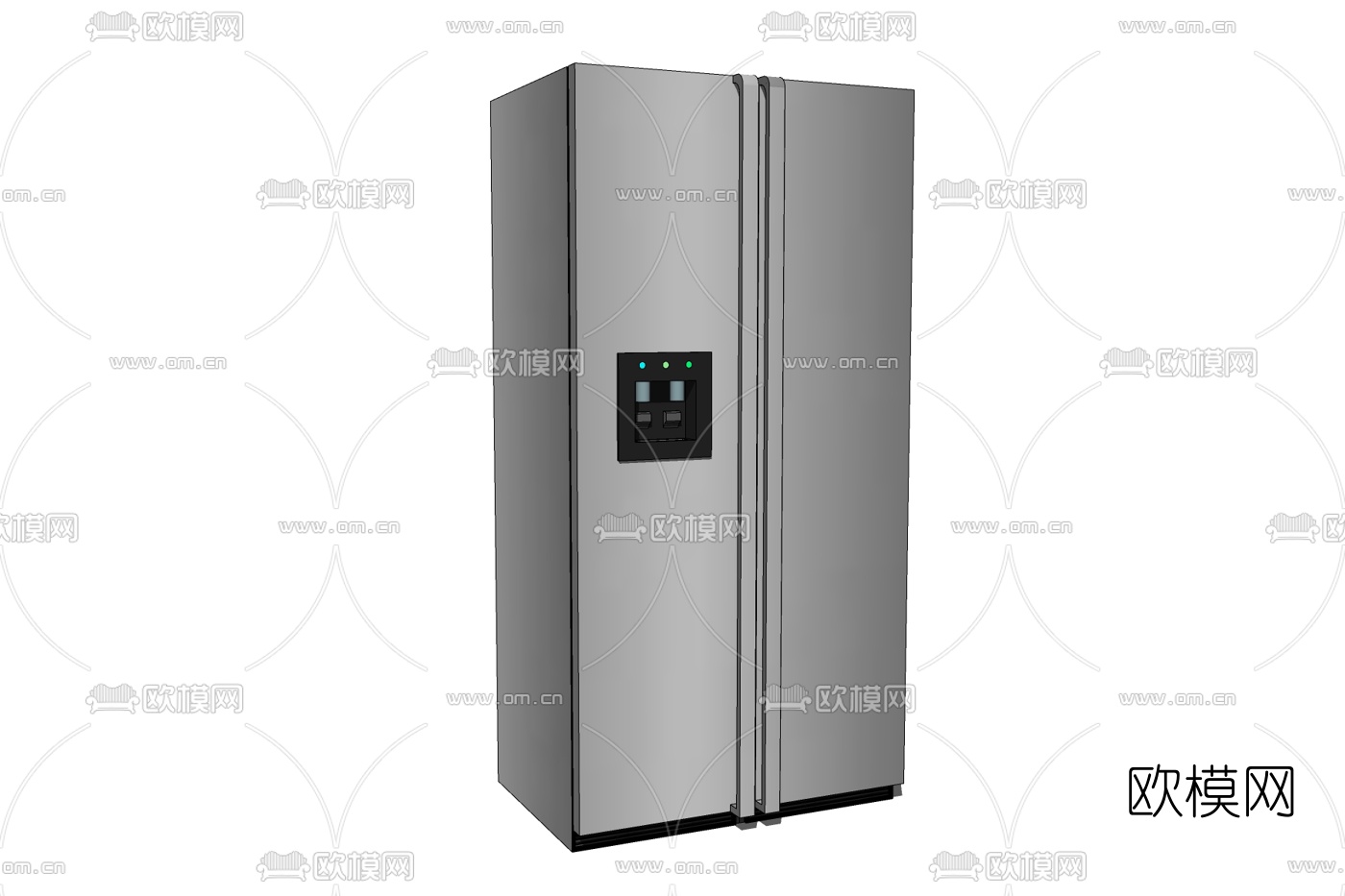 现代双开门冰箱免费su模型下载