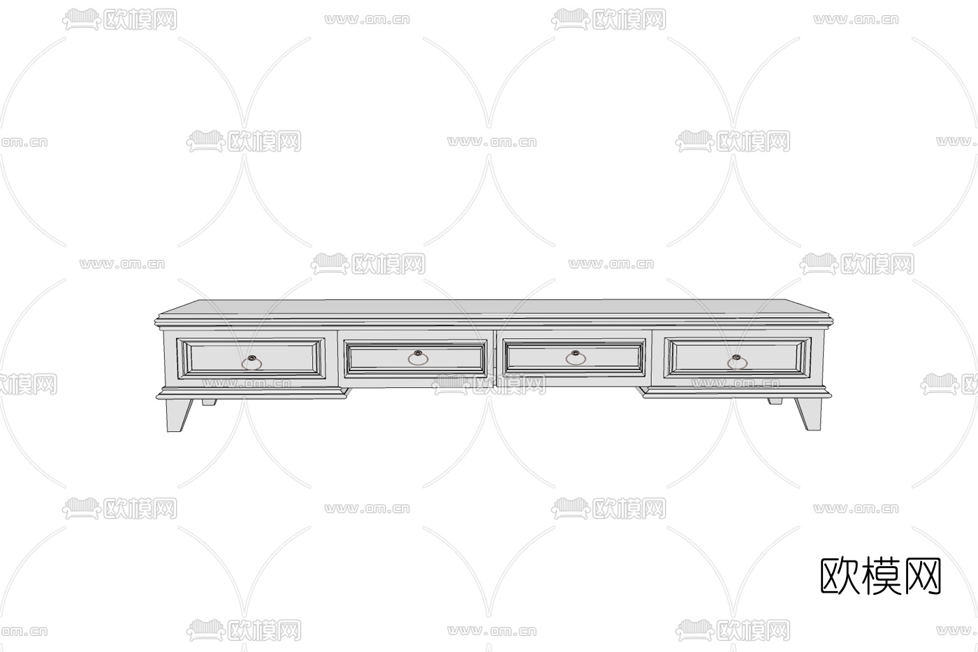 现代实木电视柜免费su模型下载