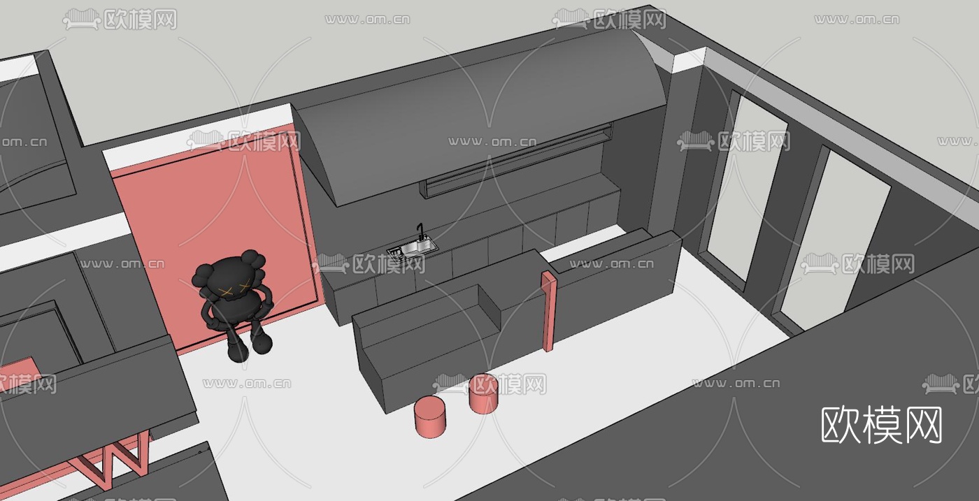 现代网红展厅su模型下载（渲染图6）
