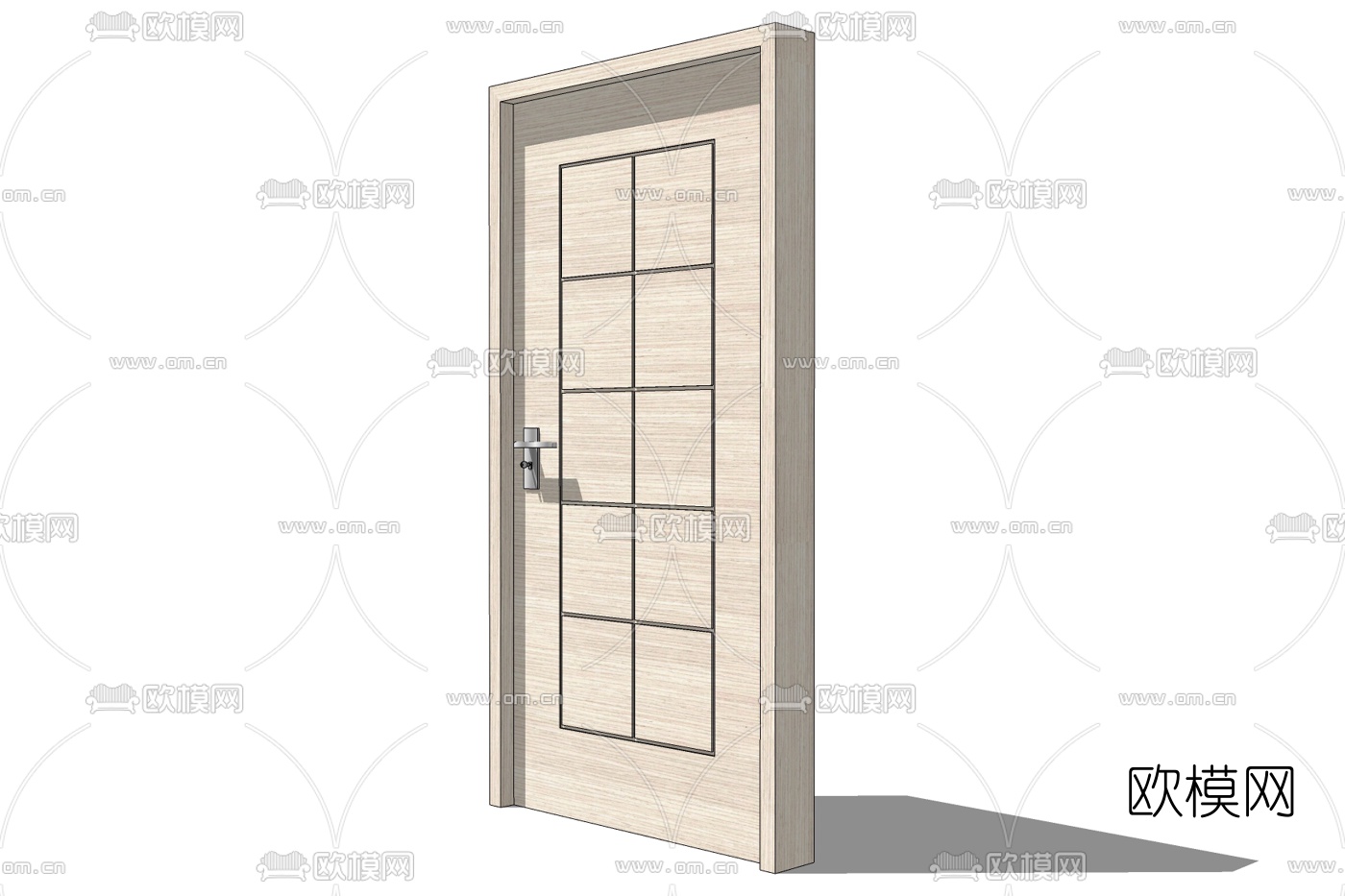 新中式平开门免费su模型下载