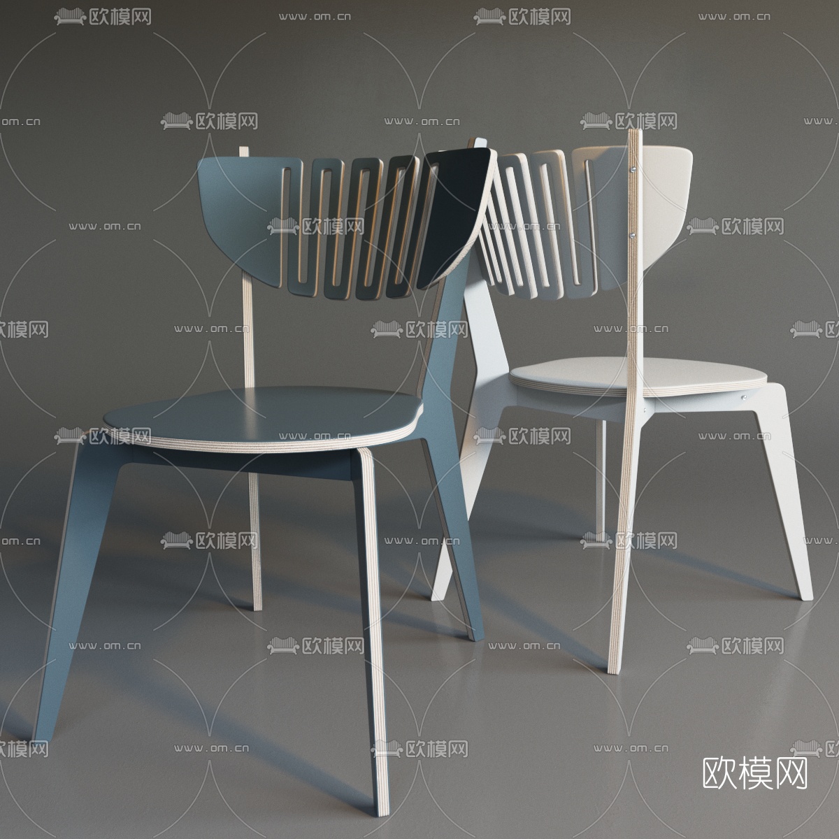 北欧烤漆靠背单椅3d模型下载