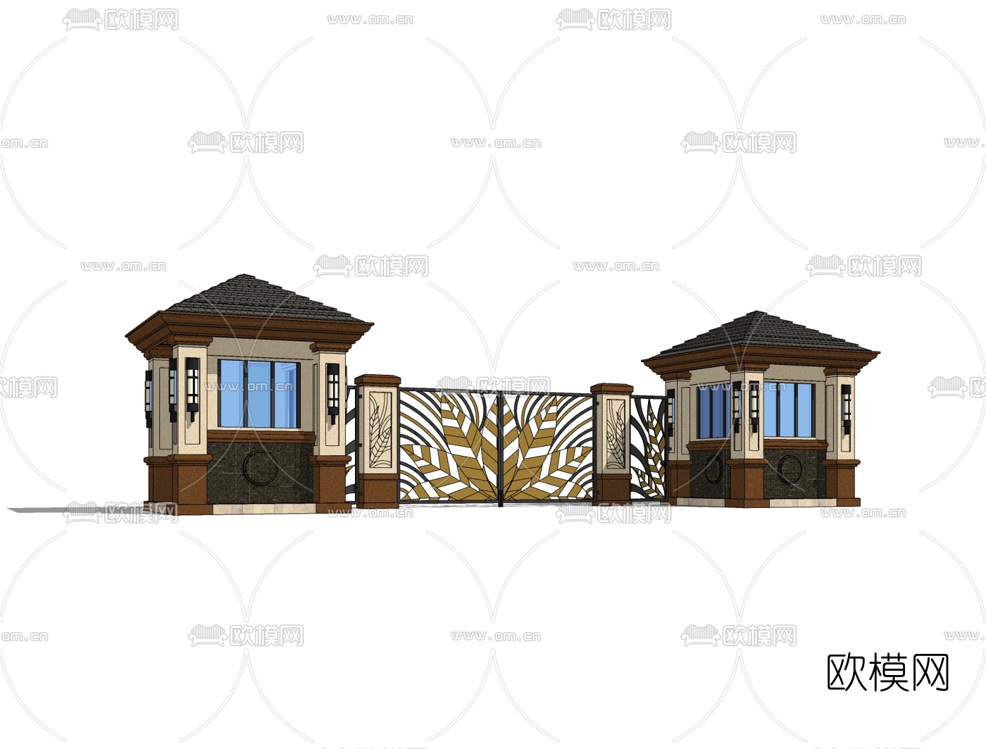 欧式小区门头免费su模型下载