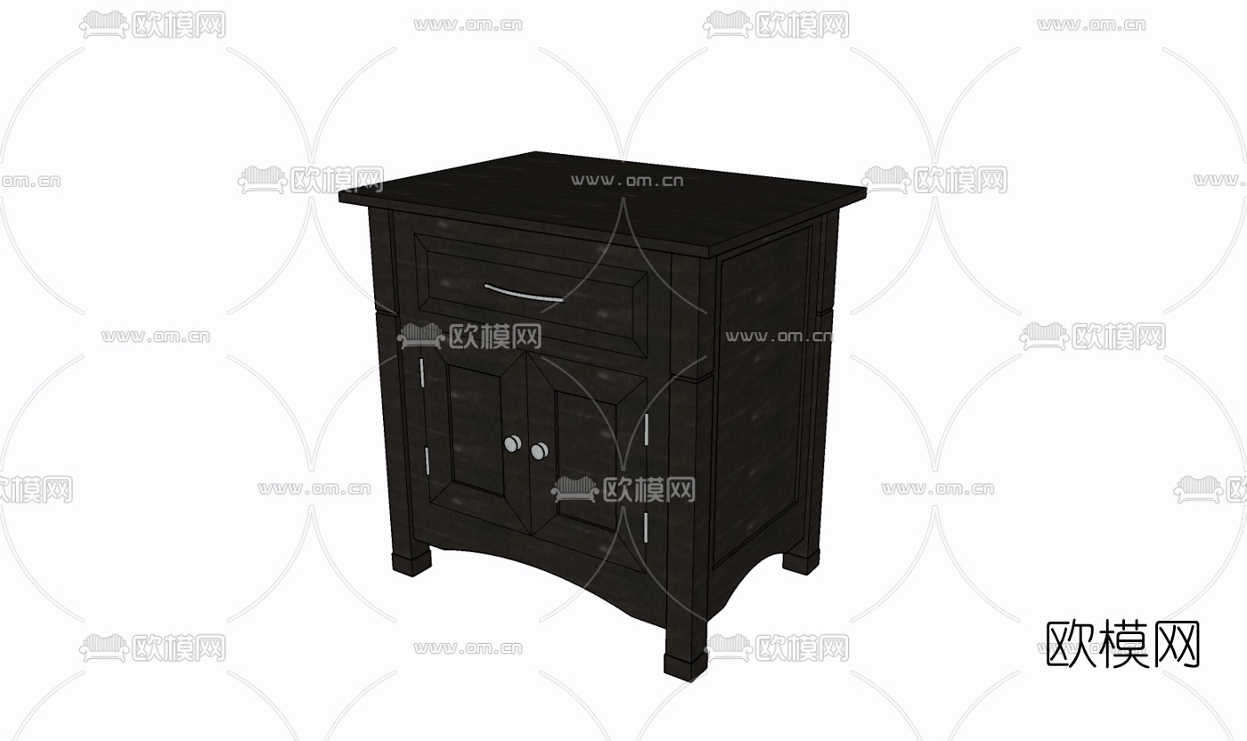 现代实木边柜免费su模型下载