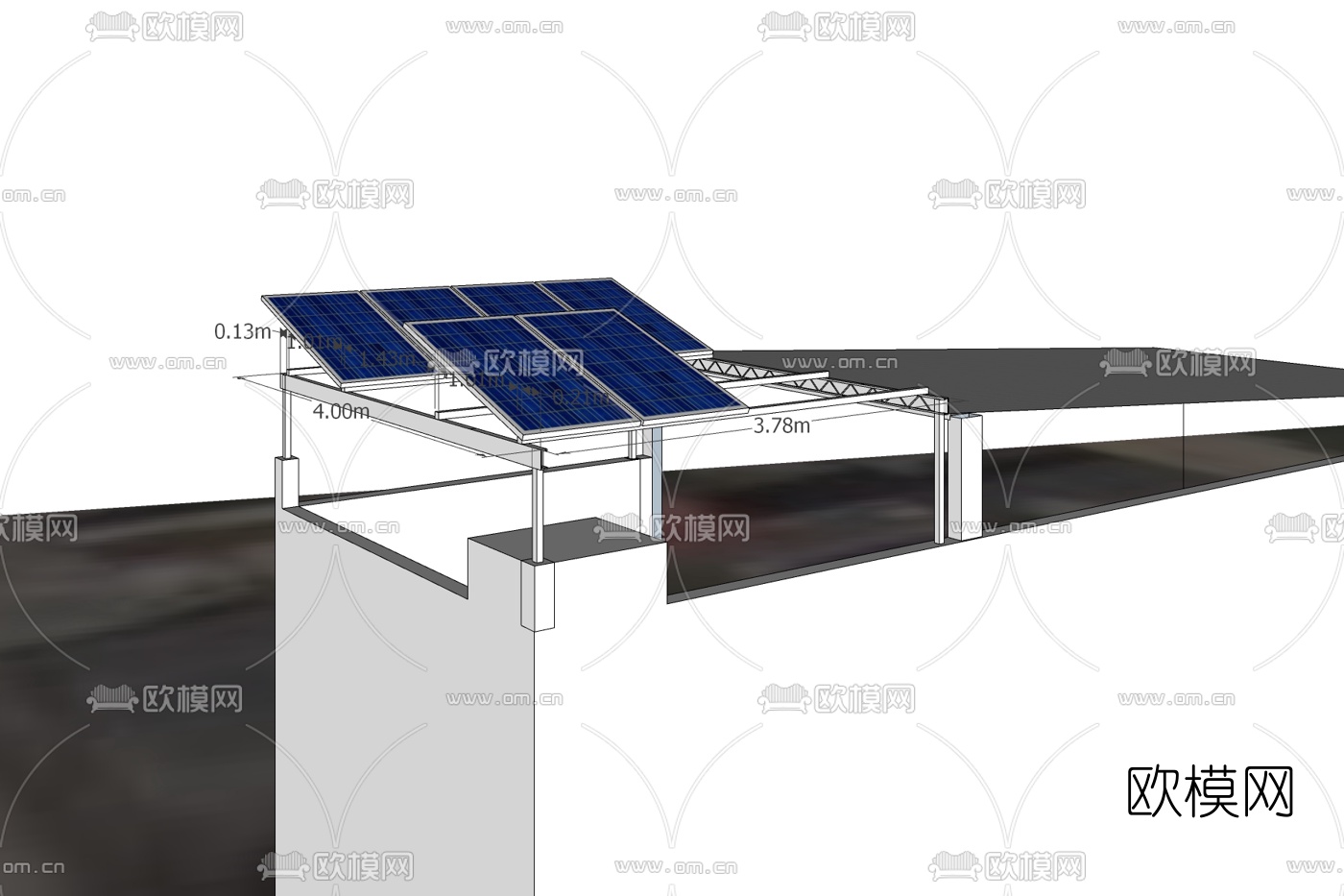 现代太阳能板免费su模型下载